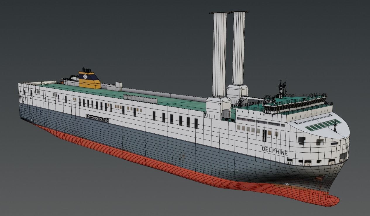 Wind propulsion RO-RO ship Delphine Low-poly 3D model_12