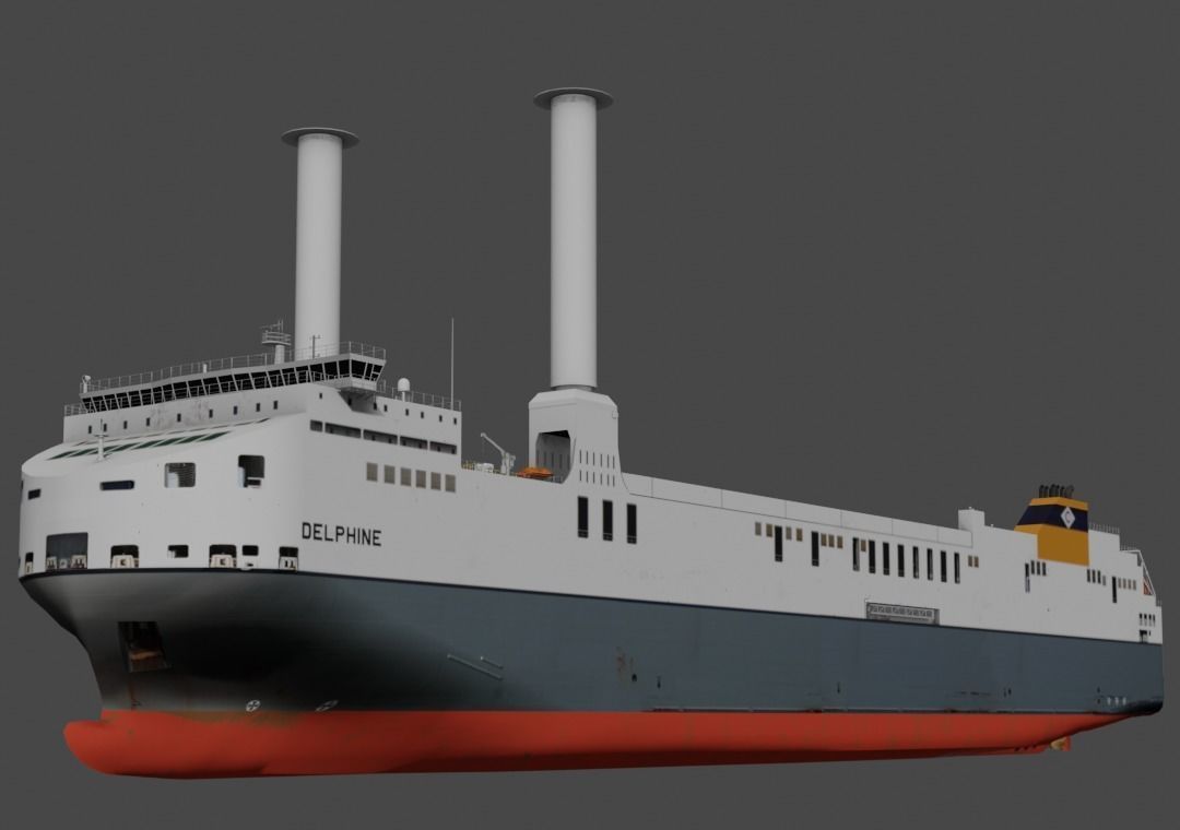 Wind propulsion RO-RO ship Delphine Low-poly 3D model_7