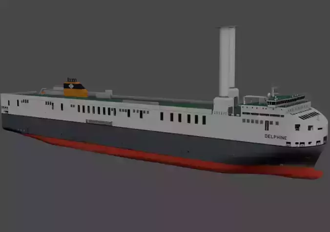 Wind propulsion RO-RO ship Delphine Low-poly 3D model