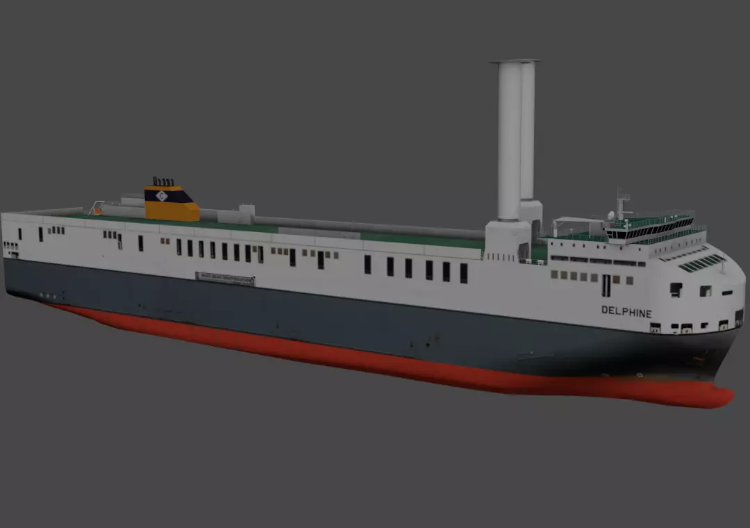 Wind propulsion RO-RO ship Delphine Low-poly 3D model_0
