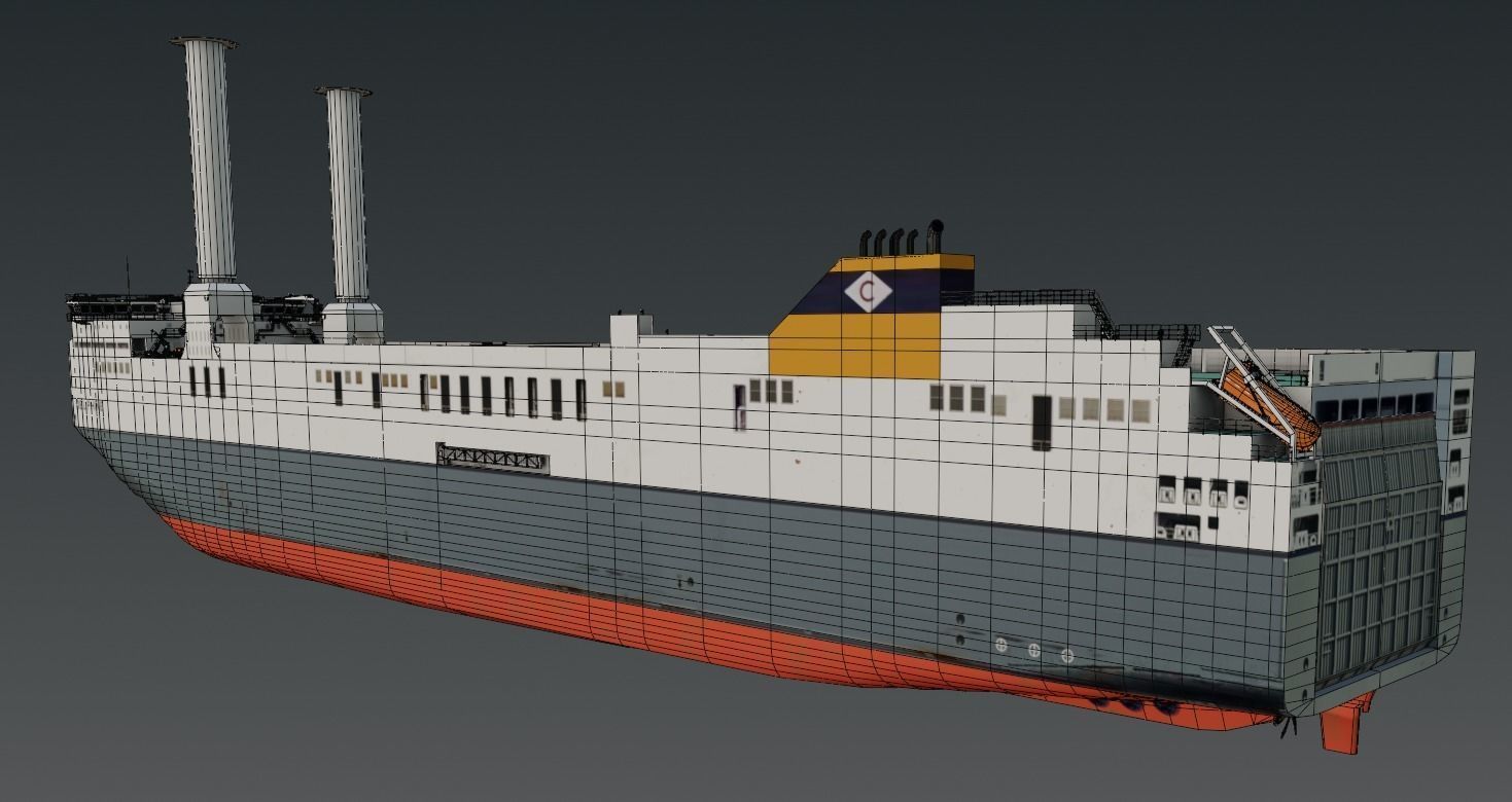 Wind propulsion RO-RO ship Delphine Low-poly 3D model_3