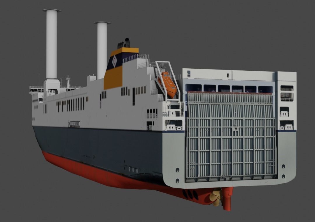 Wind propulsion RO-RO ship Delphine Low-poly 3D model_9