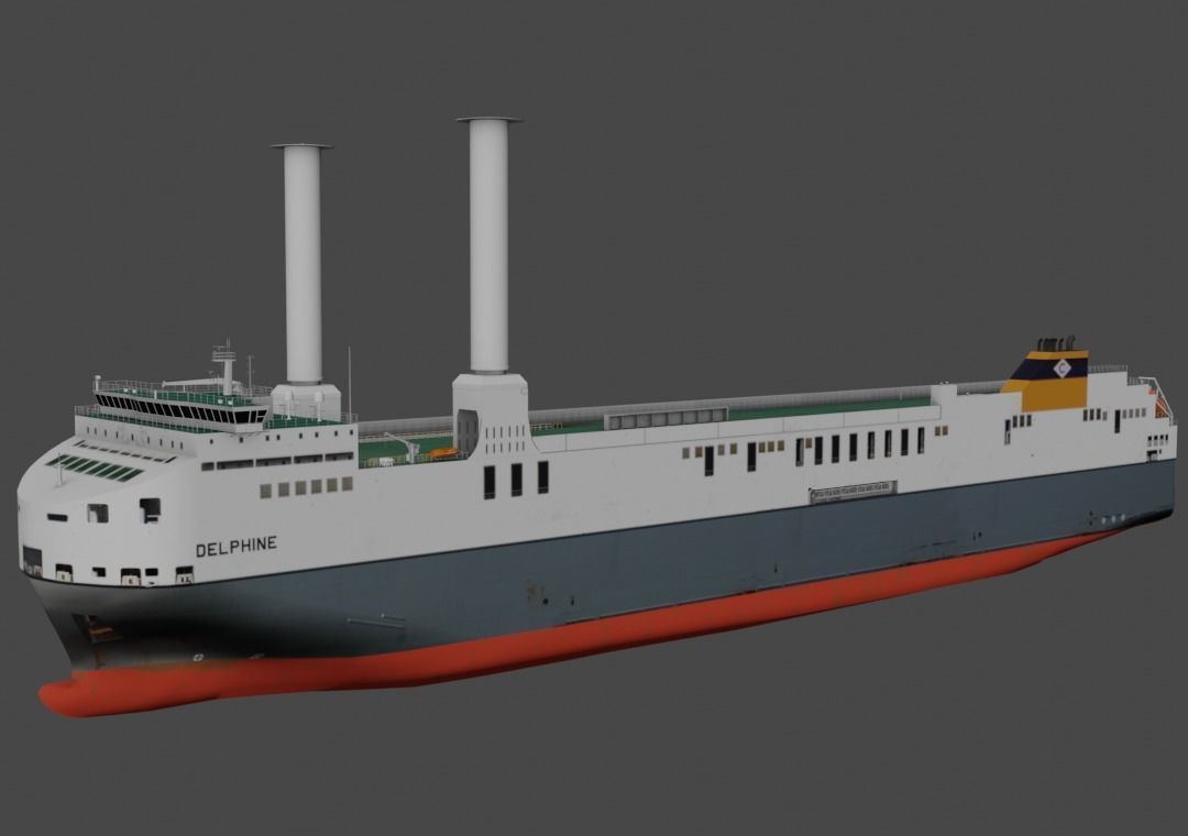 Wind propulsion RO-RO ship Delphine Low-poly 3D model_5