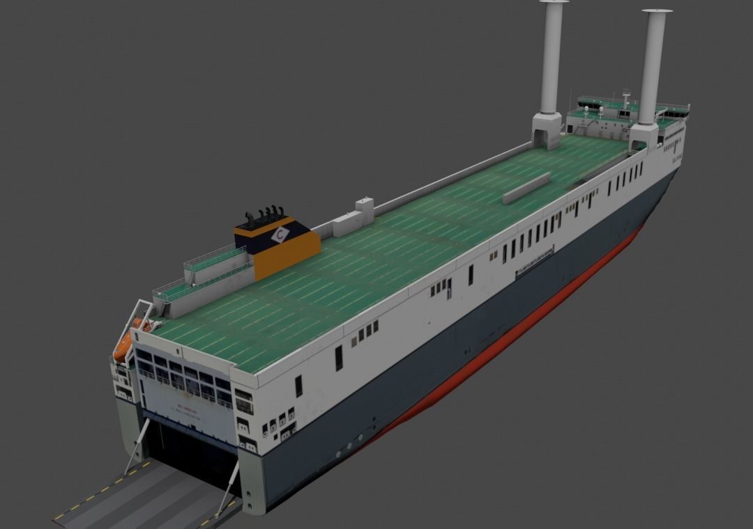 Wind propulsion RO-RO ship Delphine Low-poly 3D model_11