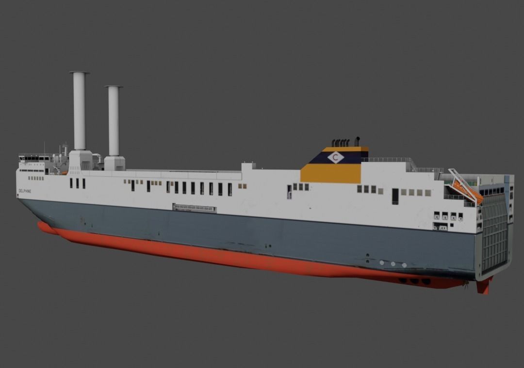 Wind propulsion RO-RO ship Delphine Low-poly 3D model_8