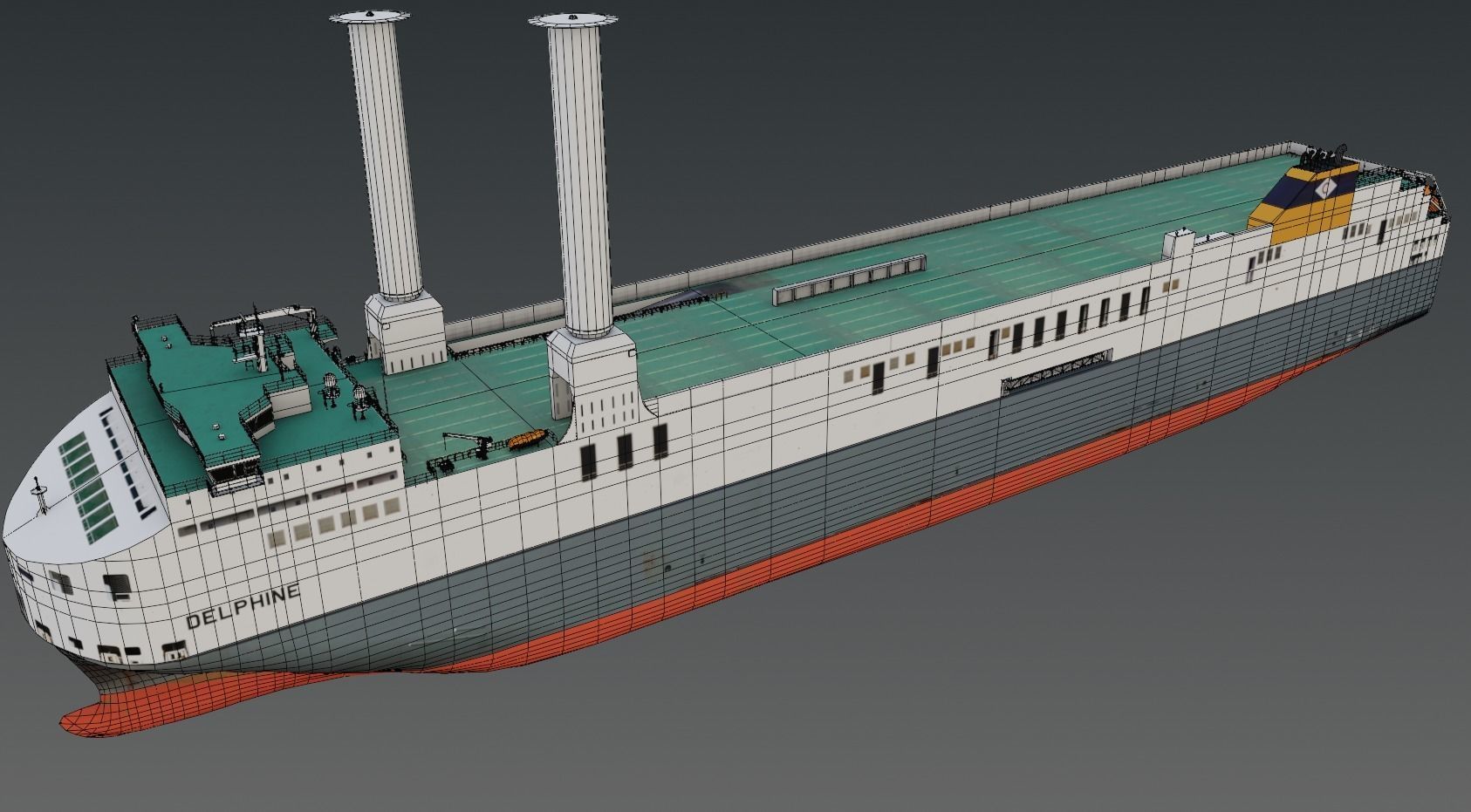 Wind propulsion RO-RO ship Delphine Low-poly 3D model_2