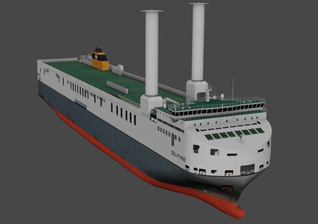 Wind propulsion RO-RO ship Delphine Low-poly 3D model_4
