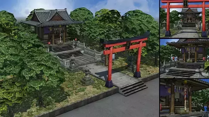 Japanese Temple 3D Model - High-Detail Low-poly 3D model