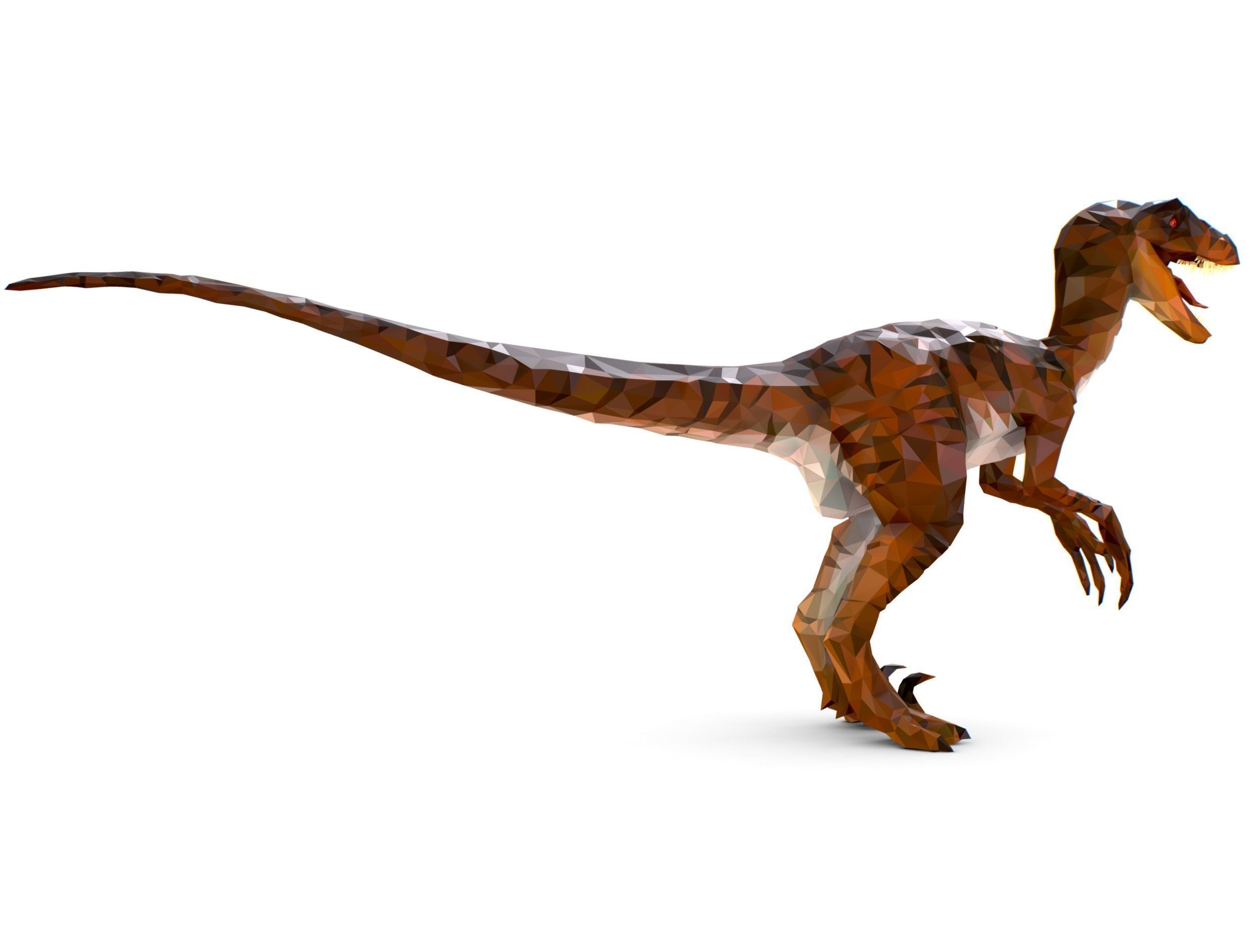 Dinosaur Raptor Red Lowpoly Art Style Animal Low-poly 3D model_11