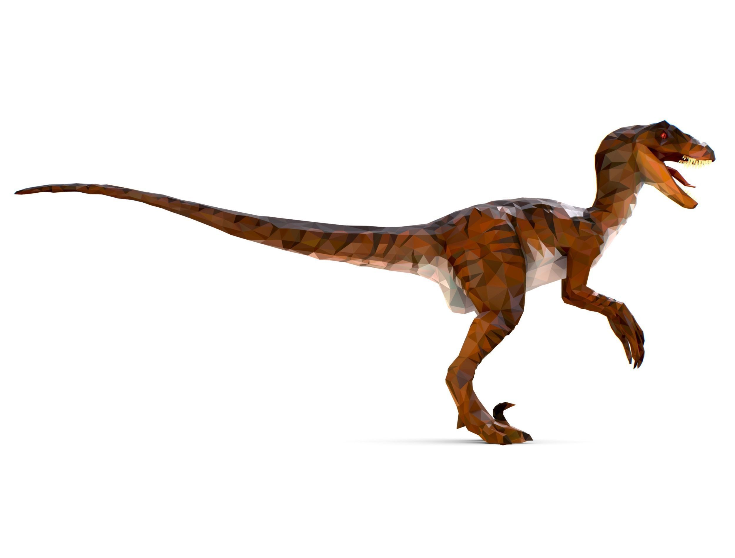 Dinosaur Raptor Red Lowpoly Art Style Animal Low-poly 3D model_25