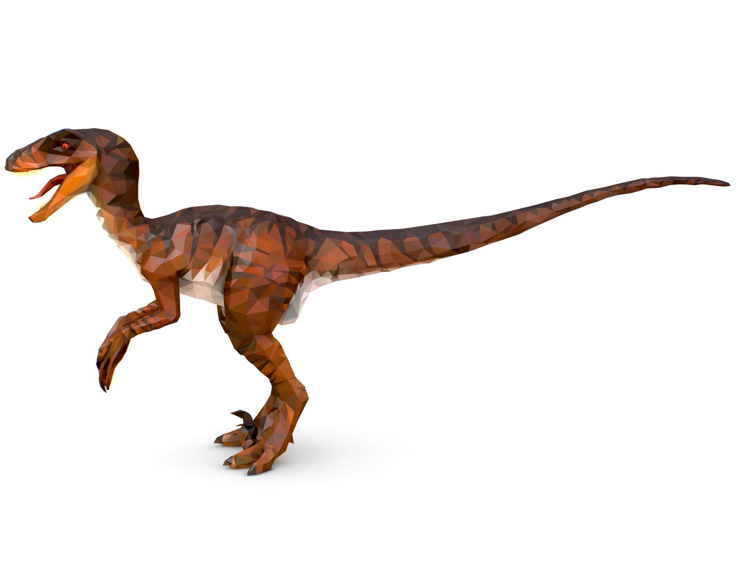 Dinosaur Raptor Red Lowpoly Art Style Animal Low-poly 3D model_22