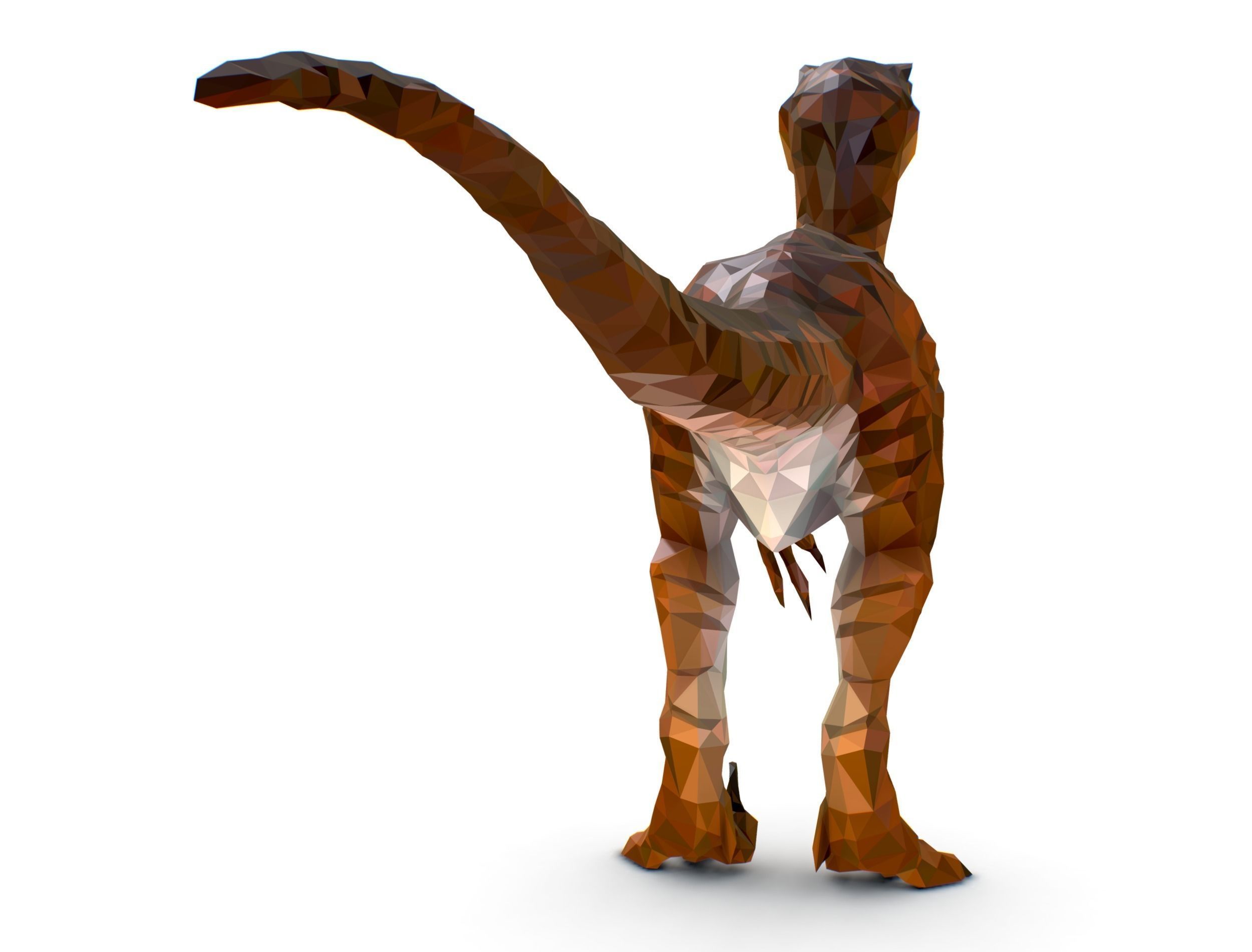 Dinosaur Raptor Red Lowpoly Art Style Animal Low-poly 3D model_15