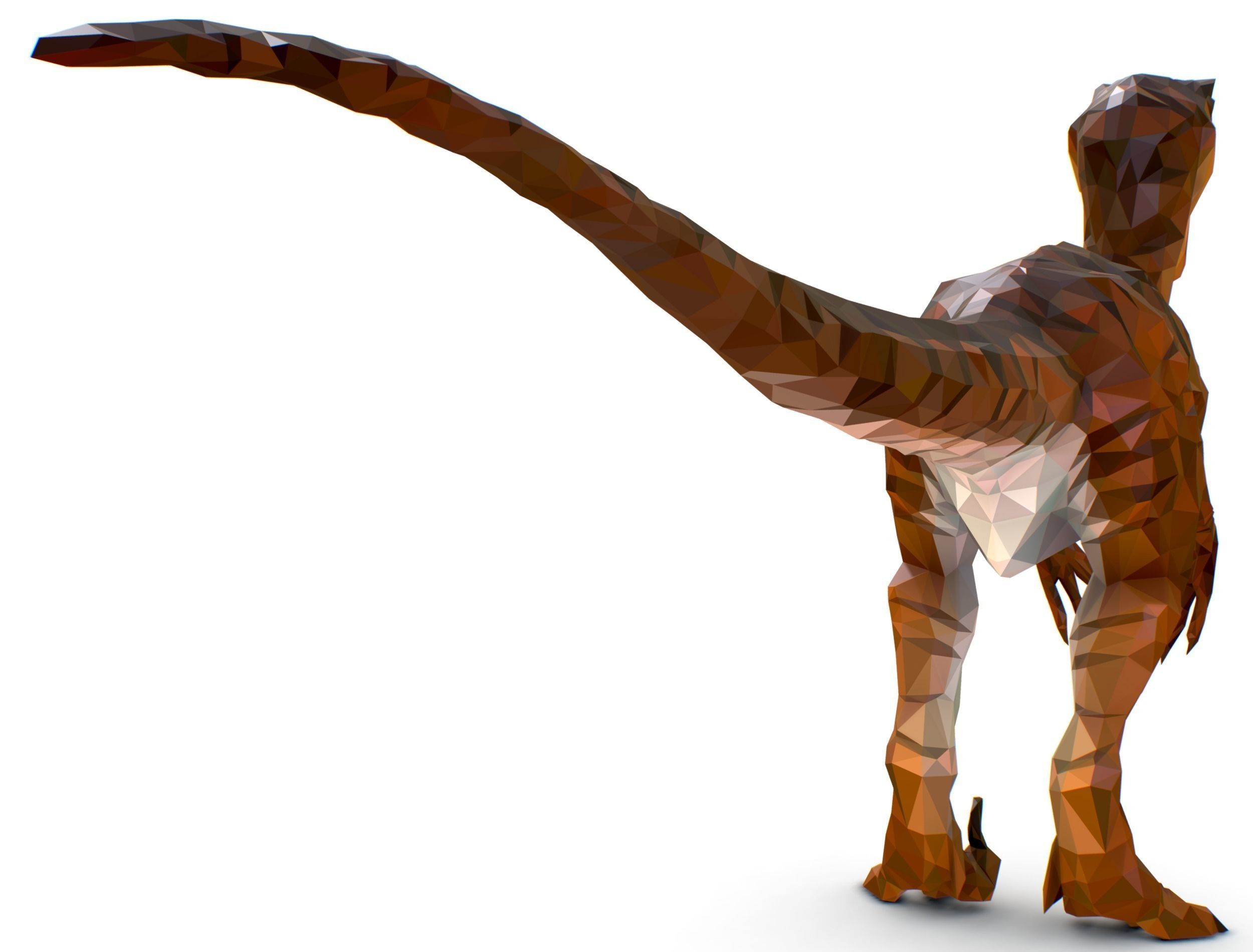 Dinosaur Raptor Red Lowpoly Art Style Animal Low-poly 3D model_14