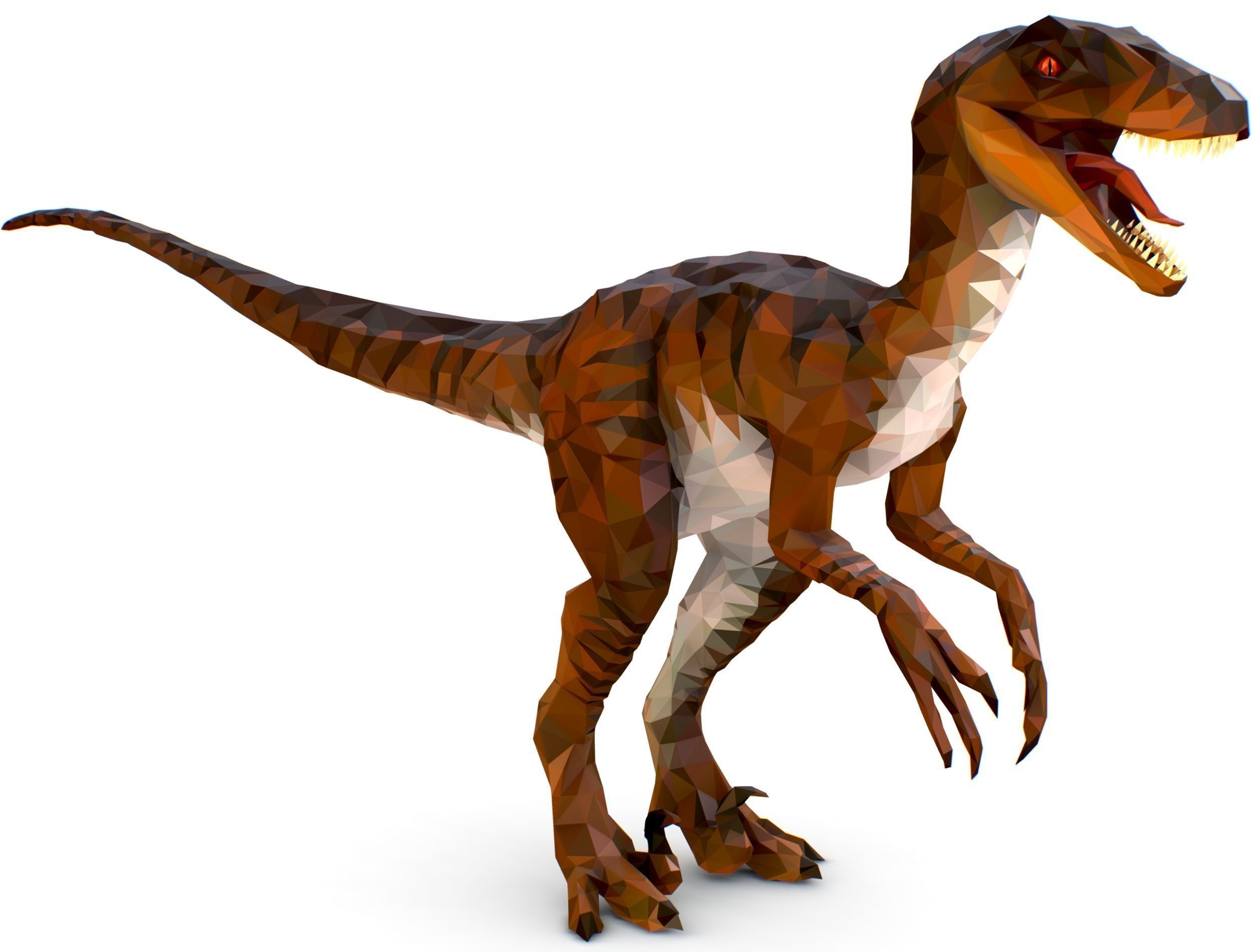 Dinosaur Raptor Red Lowpoly Art Style Animal Low-poly 3D model_8