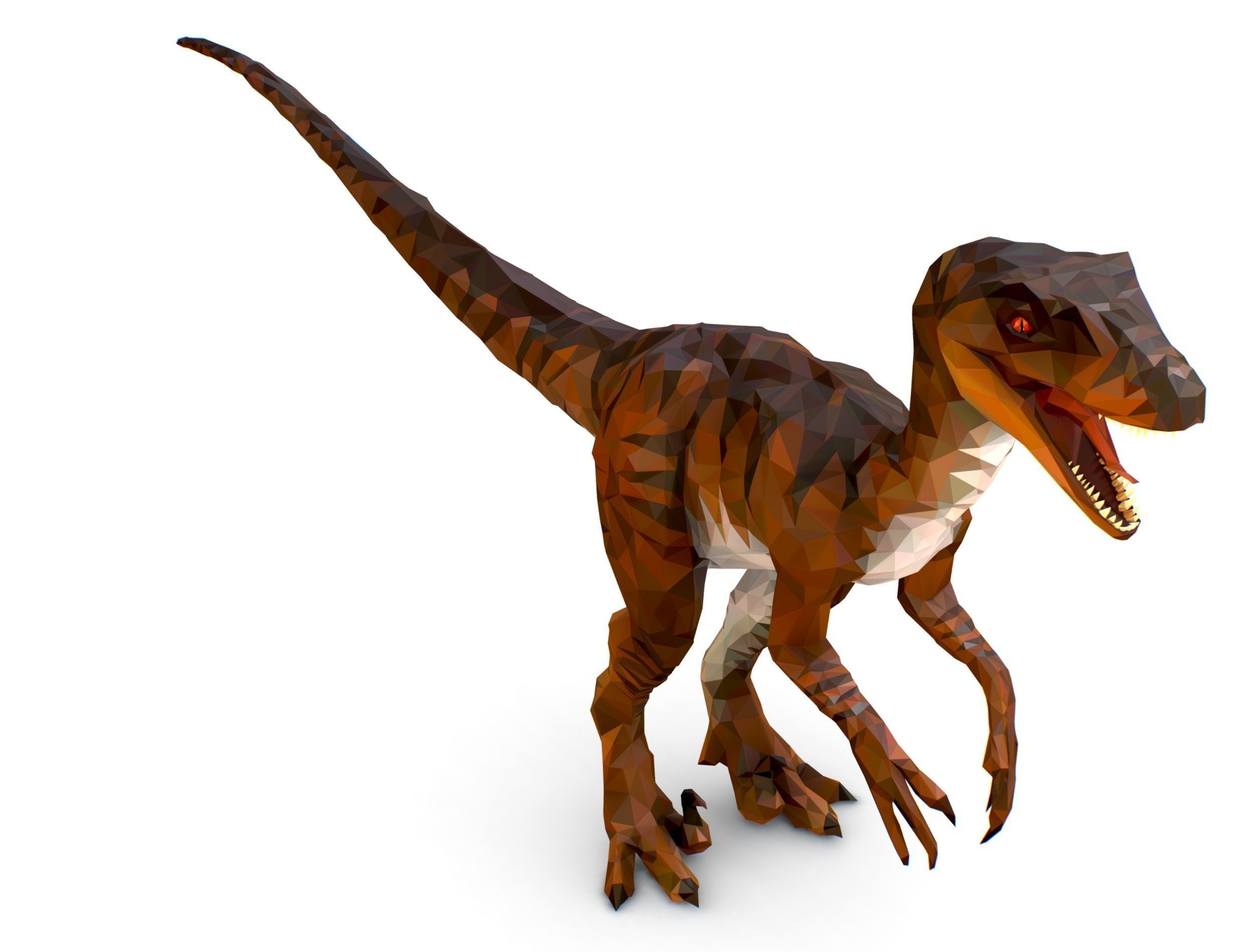 Dinosaur Raptor Red Lowpoly Art Style Animal Low-poly 3D model_29