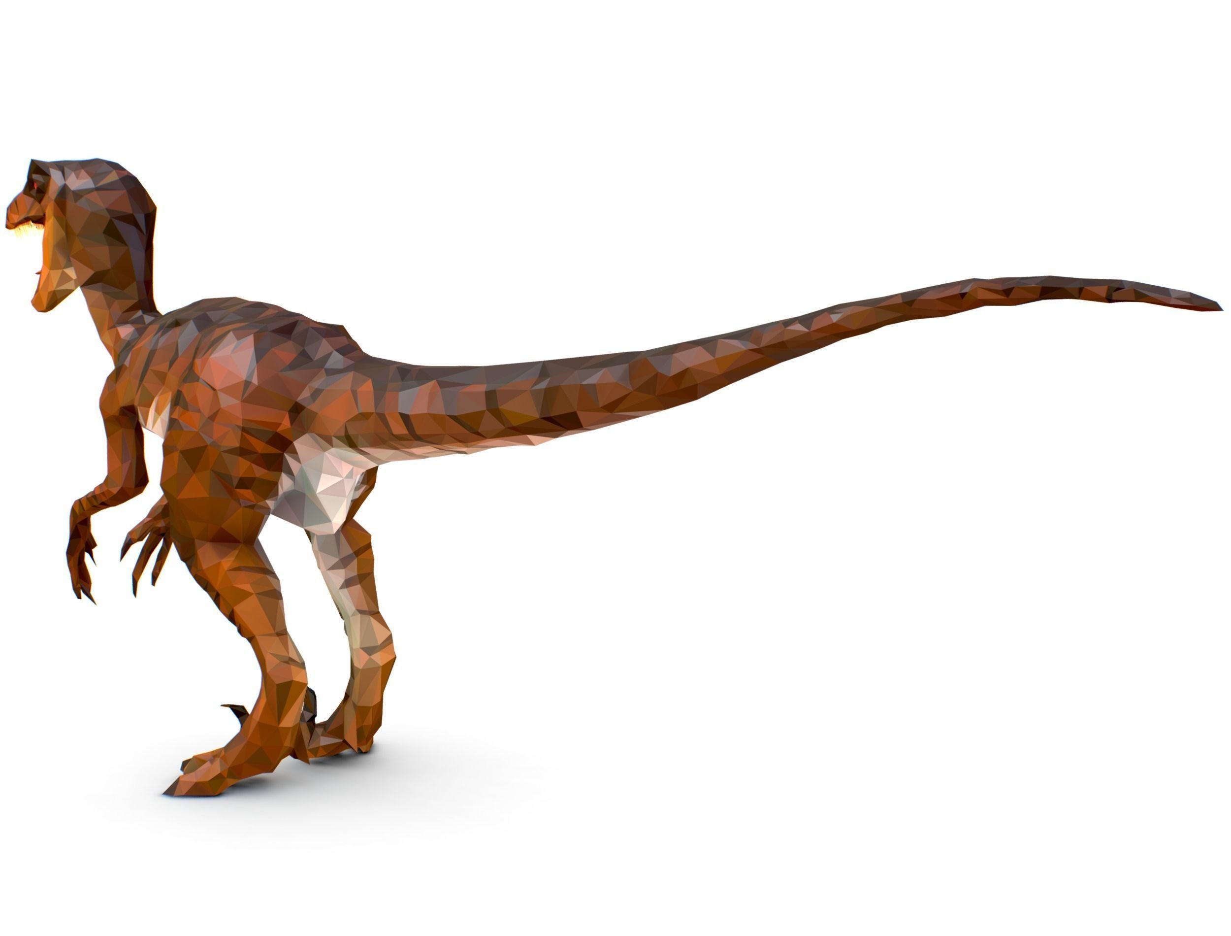 Dinosaur Raptor Red Lowpoly Art Style Animal Low-poly 3D model_20