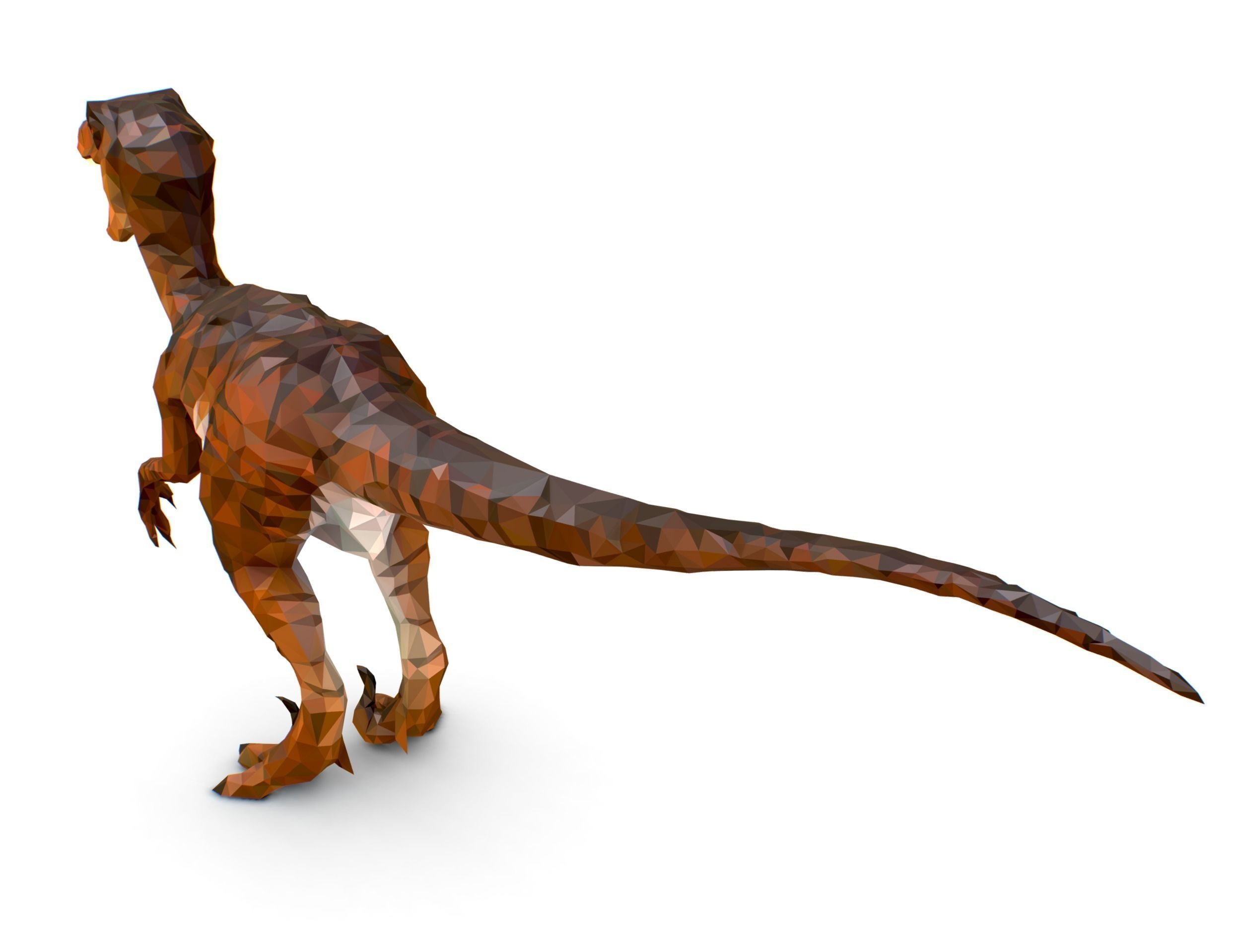 Dinosaur Raptor Red Lowpoly Art Style Animal Low-poly 3D model_31