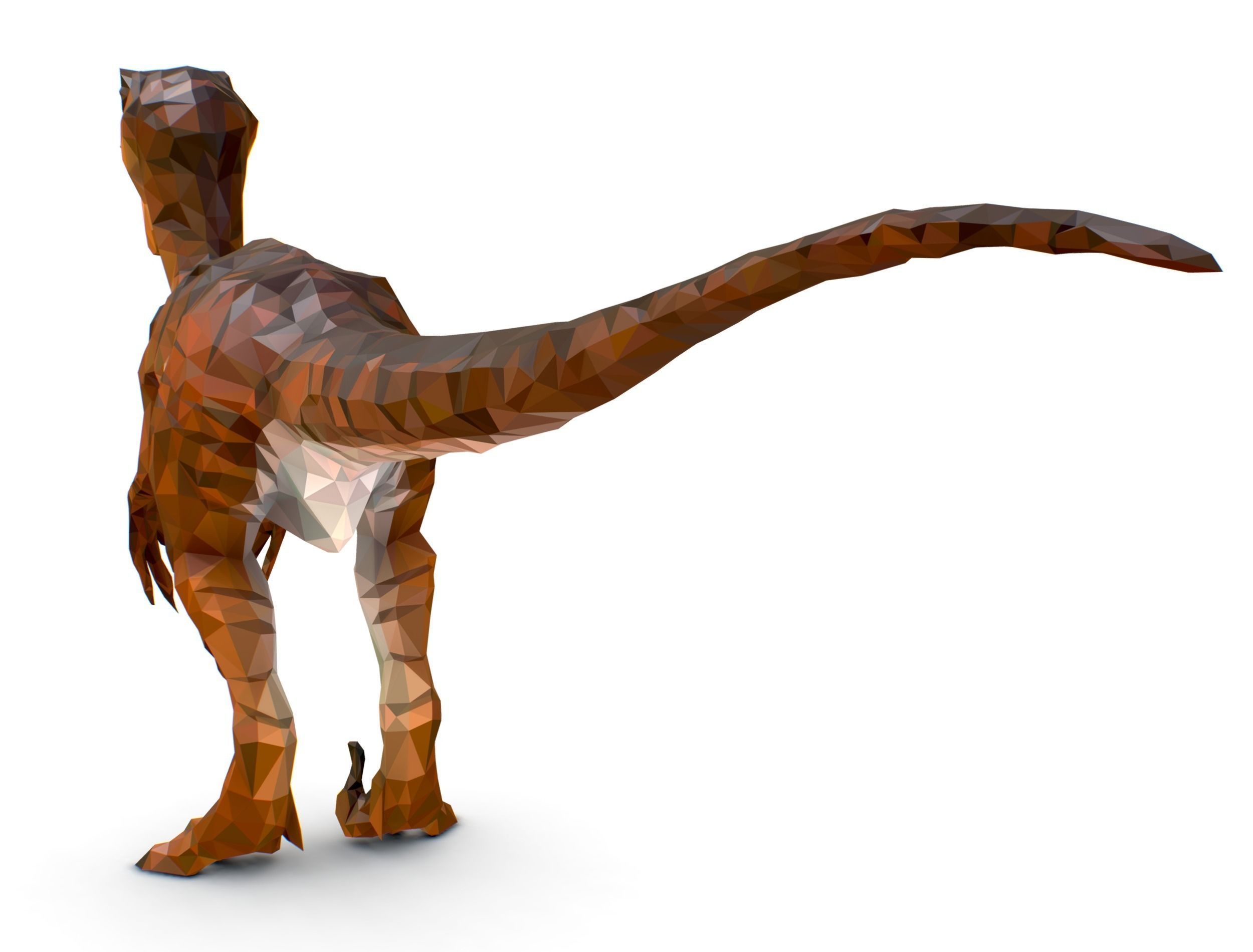 Dinosaur Raptor Red Lowpoly Art Style Animal Low-poly 3D model_19