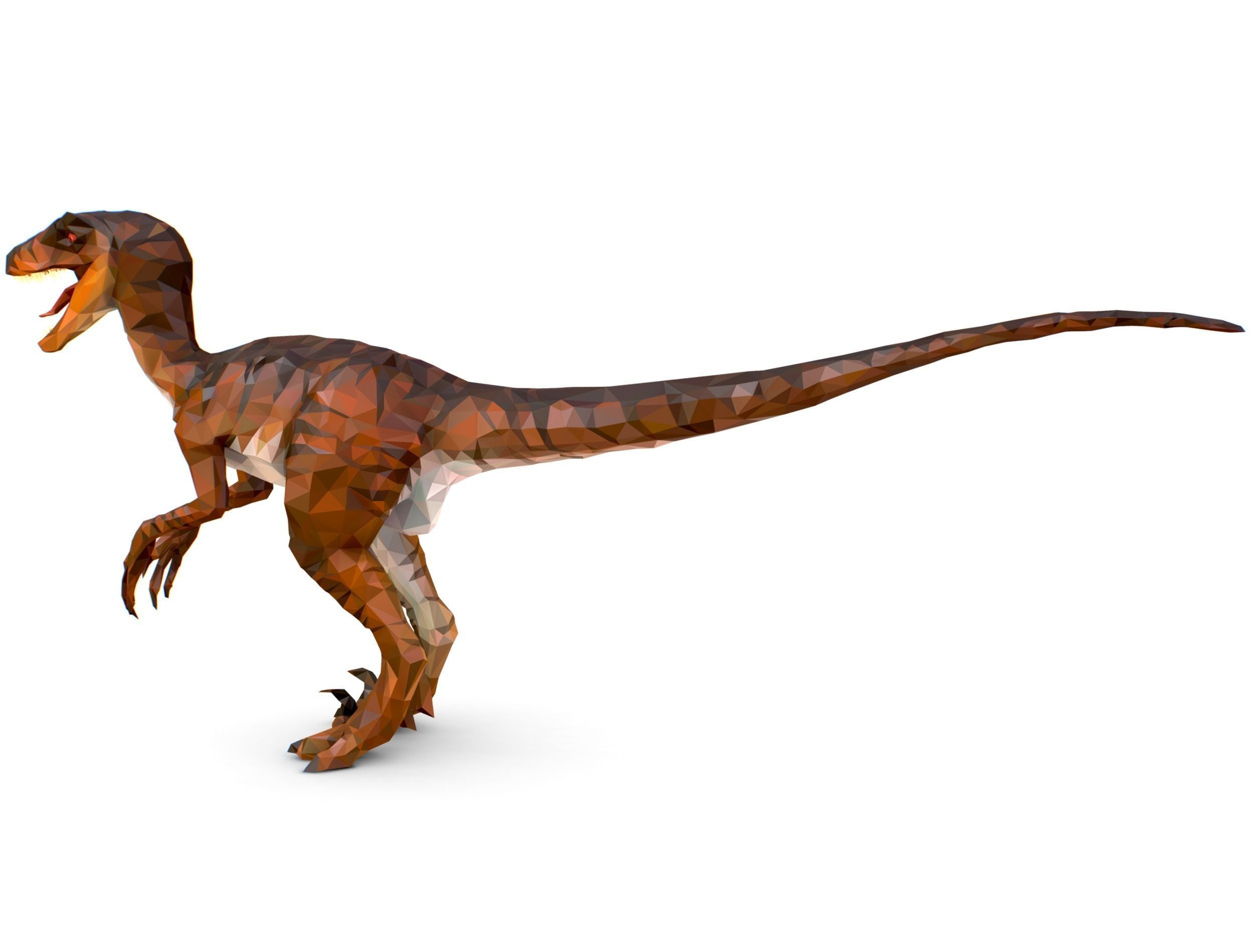 Dinosaur Raptor Red Lowpoly Art Style Animal Low-poly 3D model_21