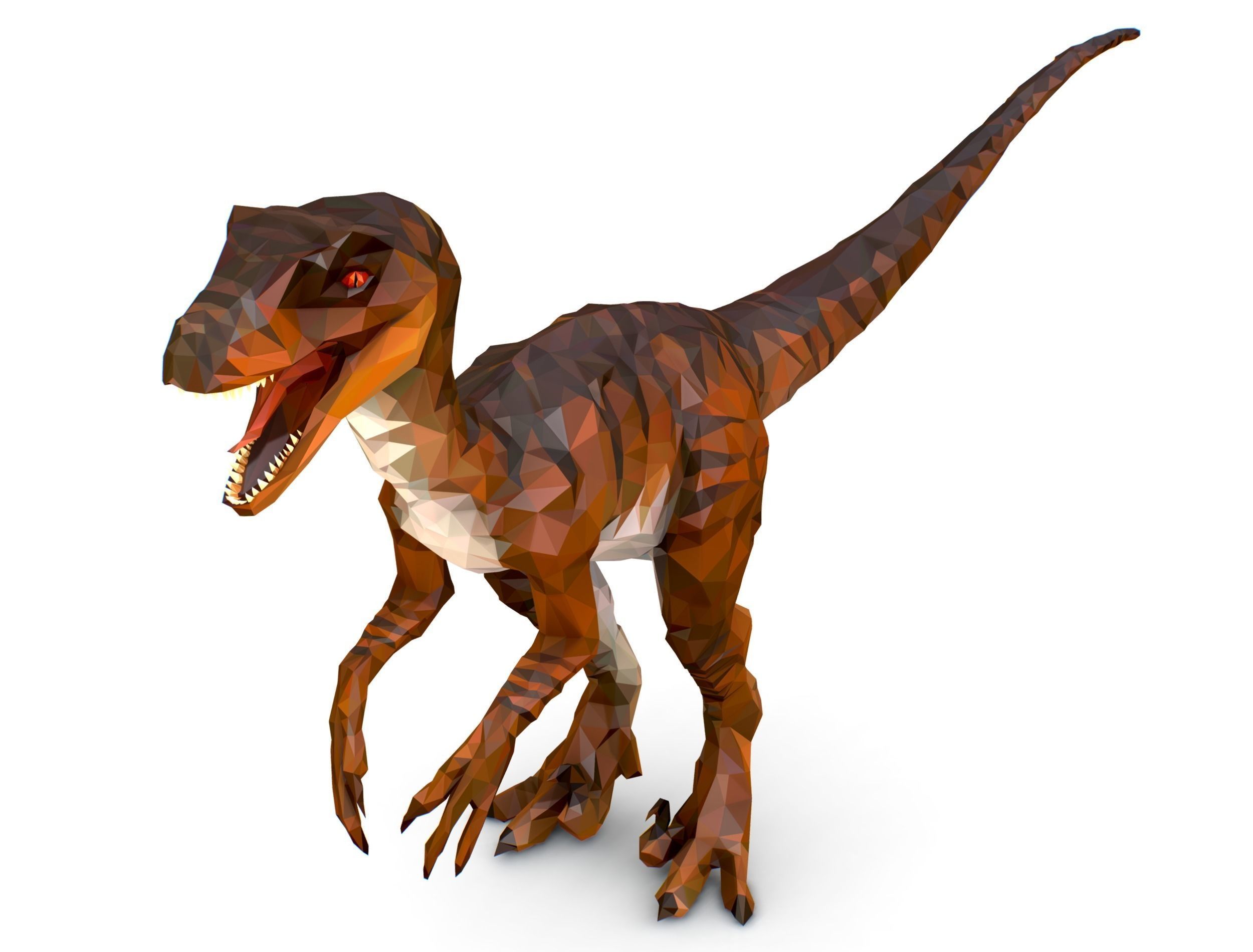 Dinosaur Raptor Red Lowpoly Art Style Animal Low-poly 3D model_28