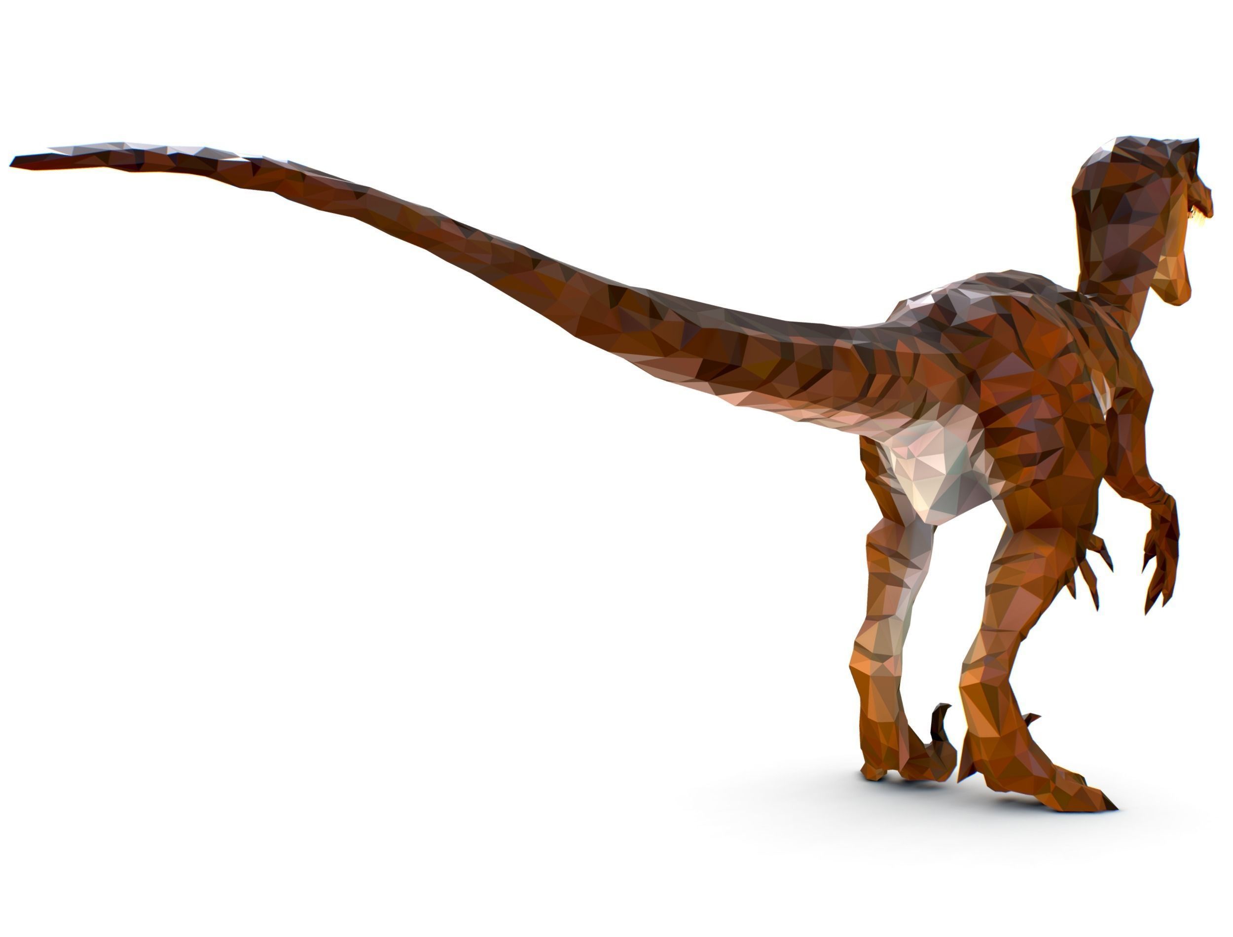 Dinosaur Raptor Red Lowpoly Art Style Animal Low-poly 3D model_13