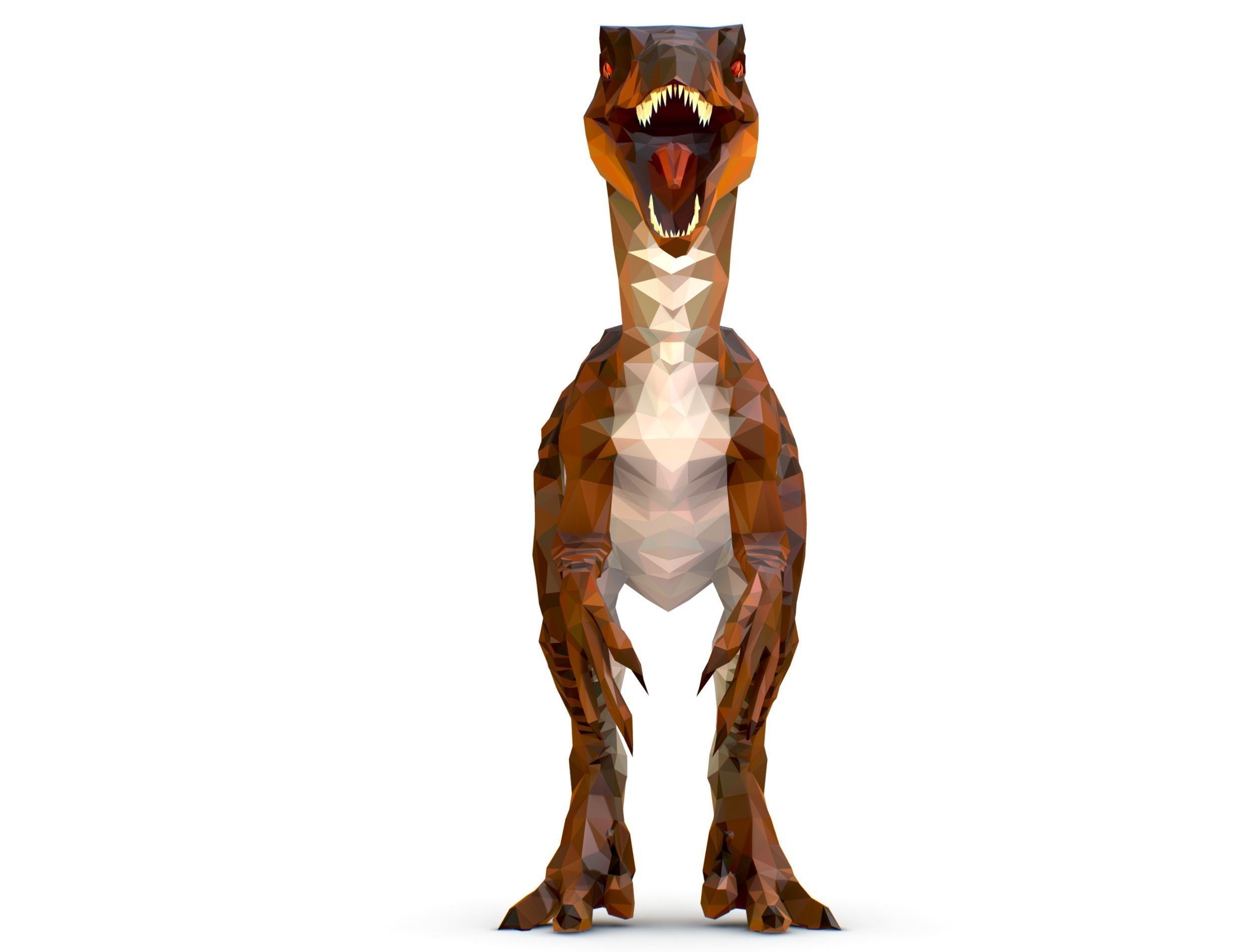 Dinosaur Raptor Red Lowpoly Art Style Animal Low-poly 3D model_26