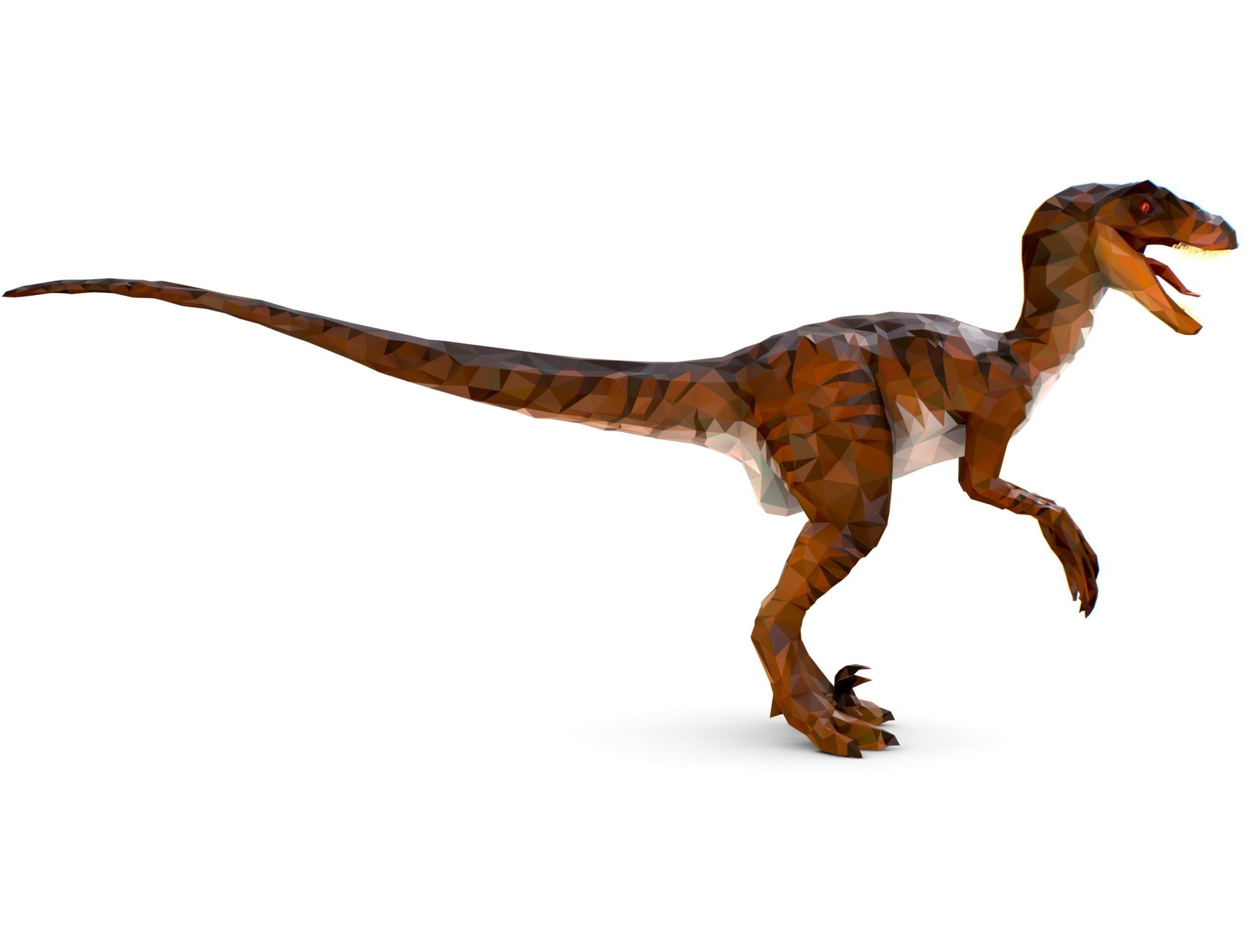 Dinosaur Raptor Red Lowpoly Art Style Animal Low-poly 3D model_10