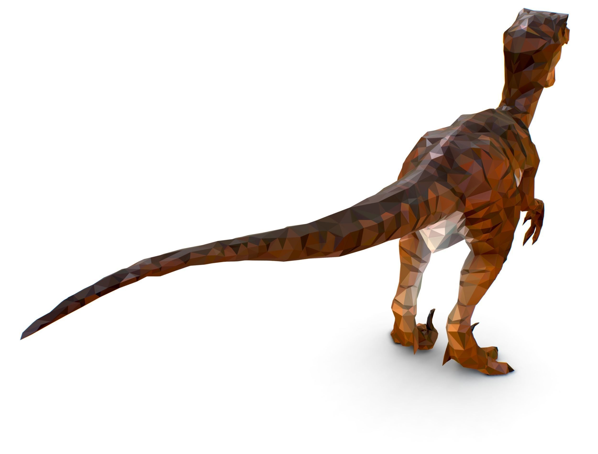 Dinosaur Raptor Red Lowpoly Art Style Animal Low-poly 3D model_30