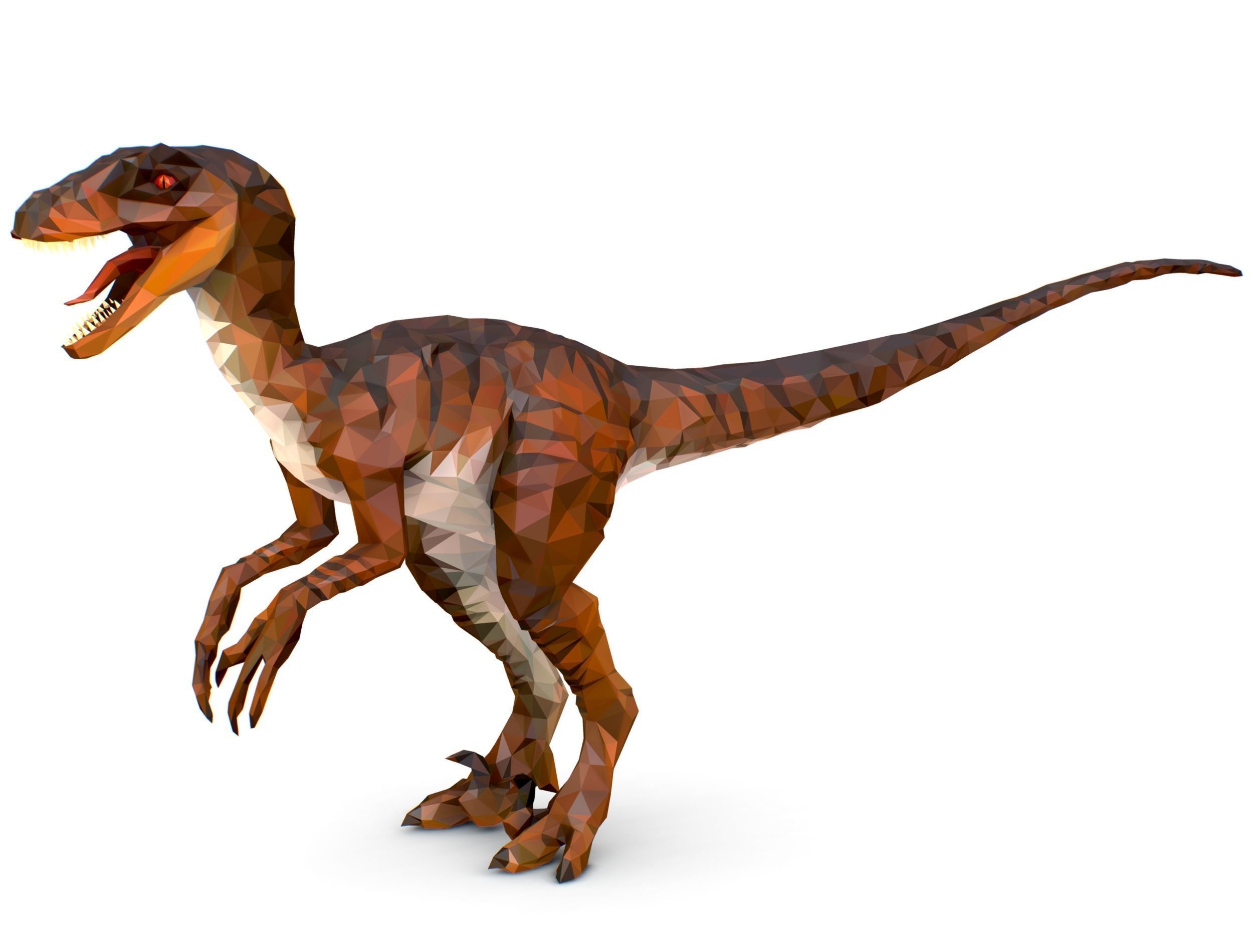 Dinosaur Raptor Red Lowpoly Art Style Animal Low-poly 3D model_23