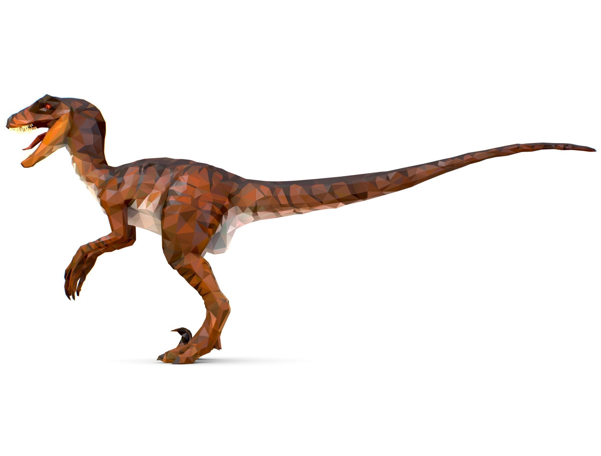 Dinosaur Raptor Red Lowpoly Art Style Animal Low-poly 3D model_24