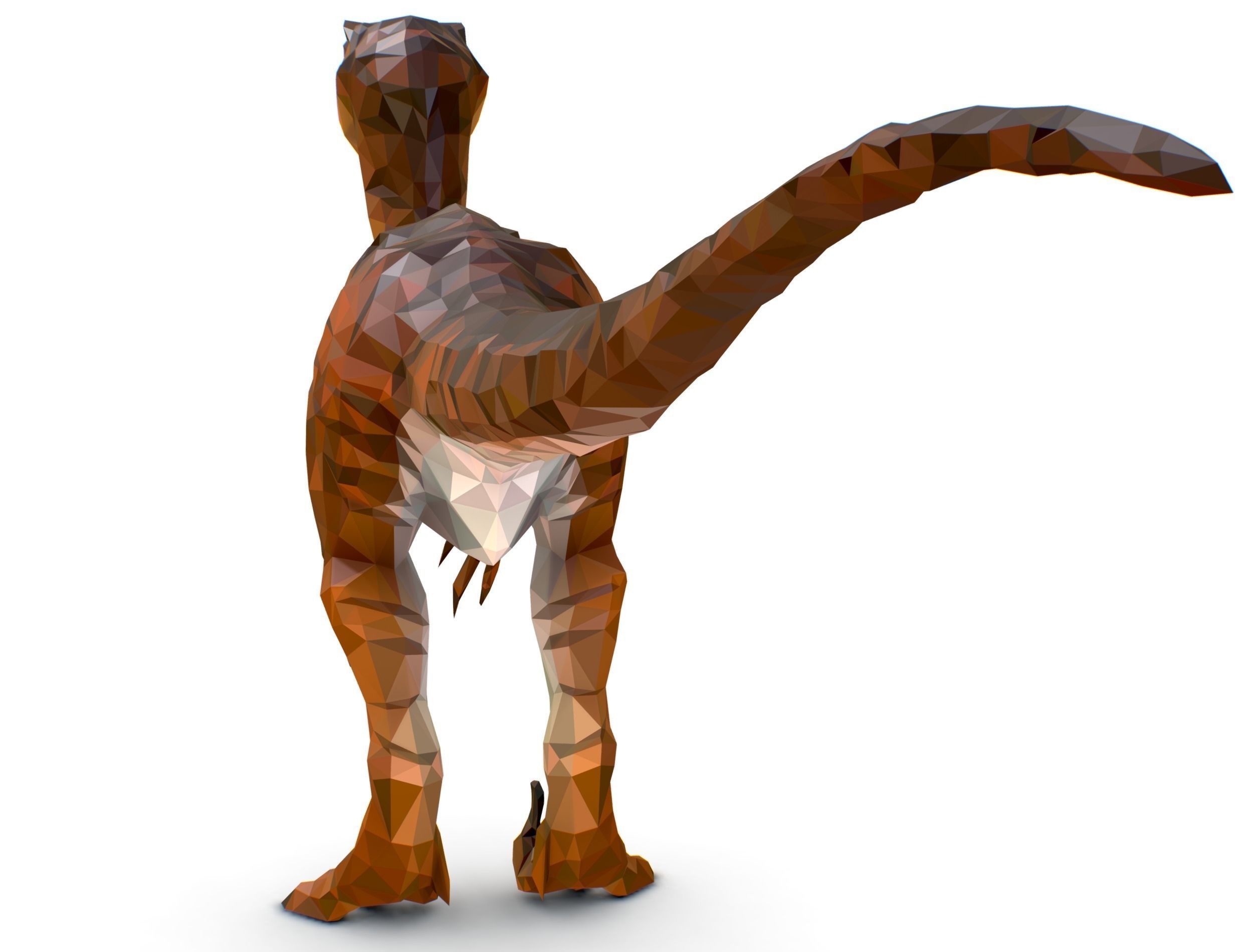 Dinosaur Raptor Red Lowpoly Art Style Animal Low-poly 3D model_18