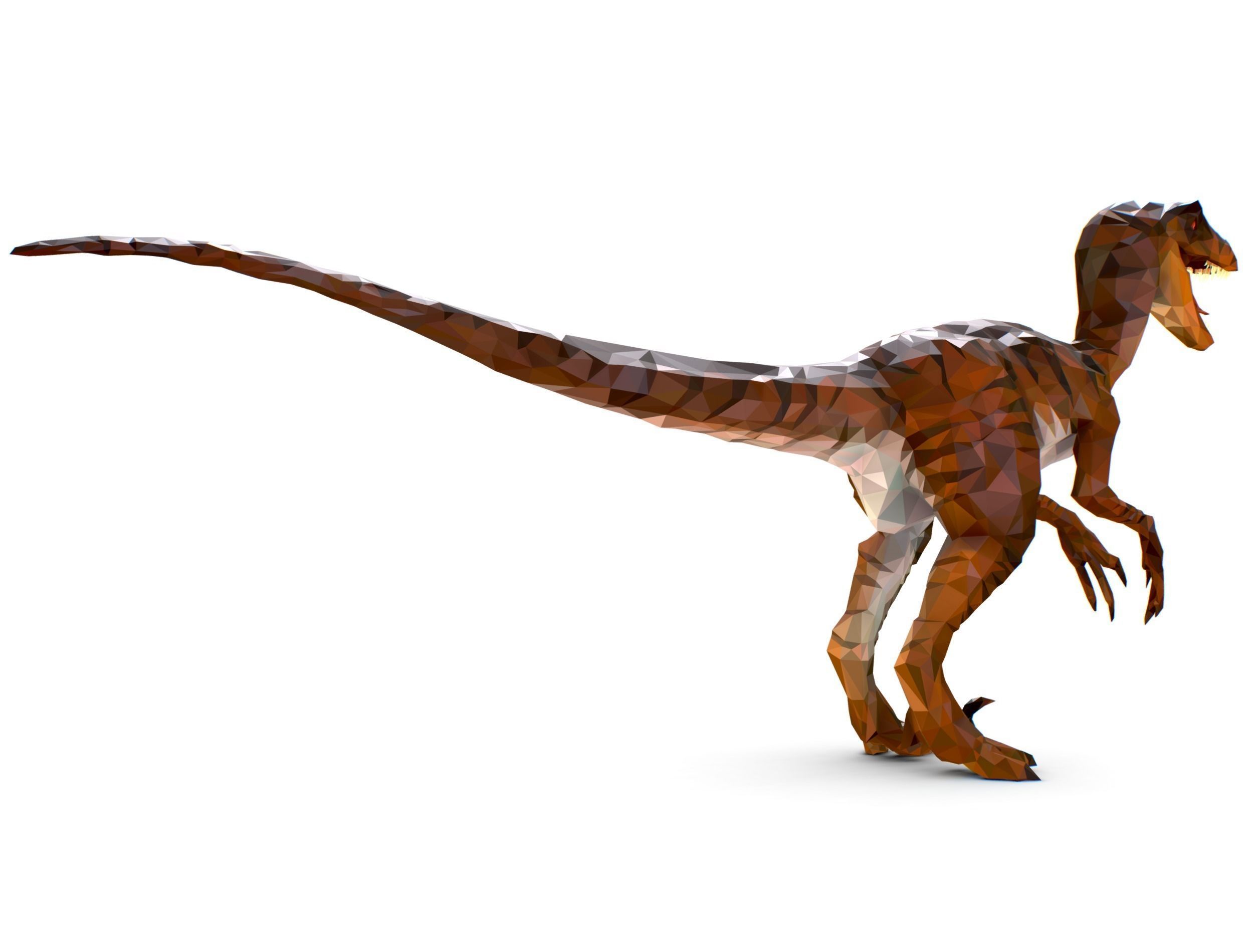 Dinosaur Raptor Red Lowpoly Art Style Animal Low-poly 3D model_12