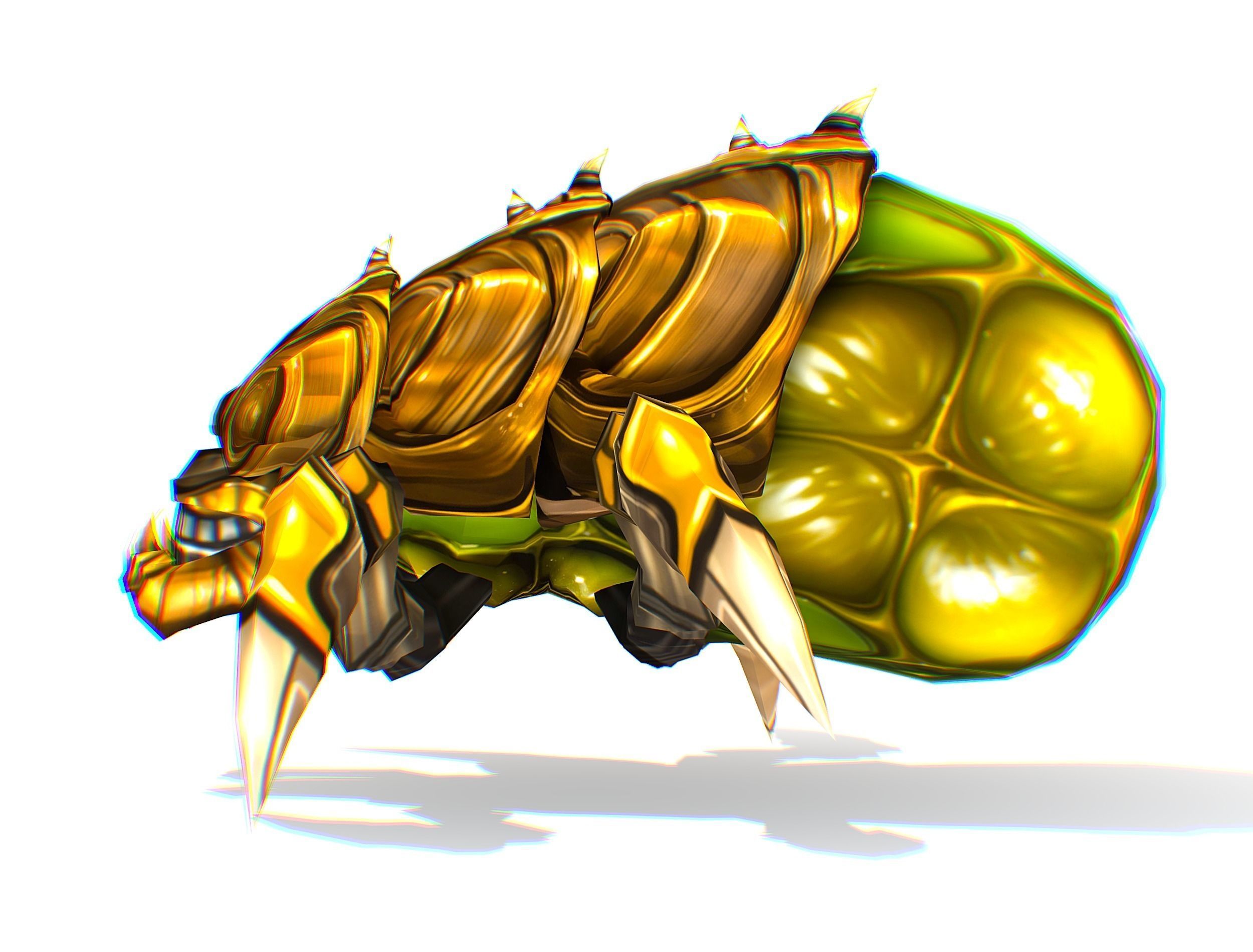 Animated Green Flea Monster Bug Low-poly 3D model_26