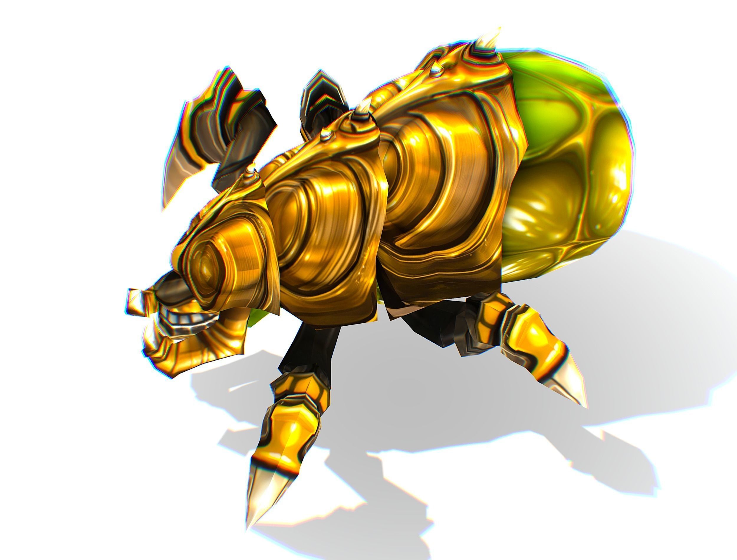 Animated Green Flea Monster Bug Low-poly 3D model_4