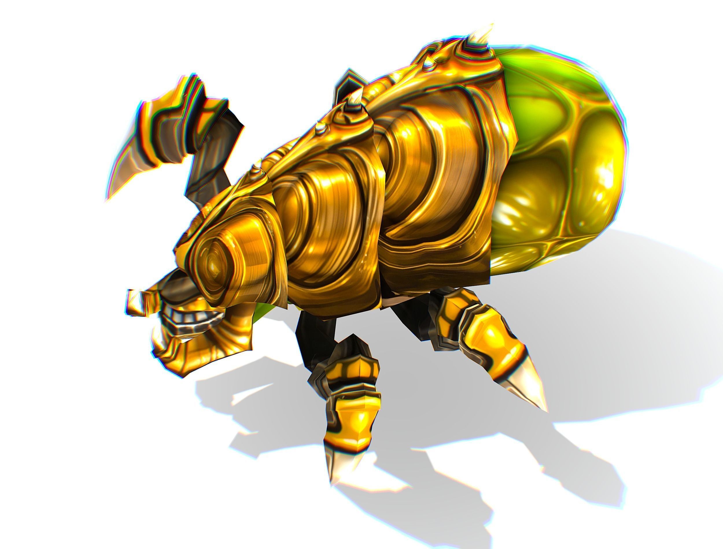 Animated Green Flea Monster Bug Low-poly 3D model_5