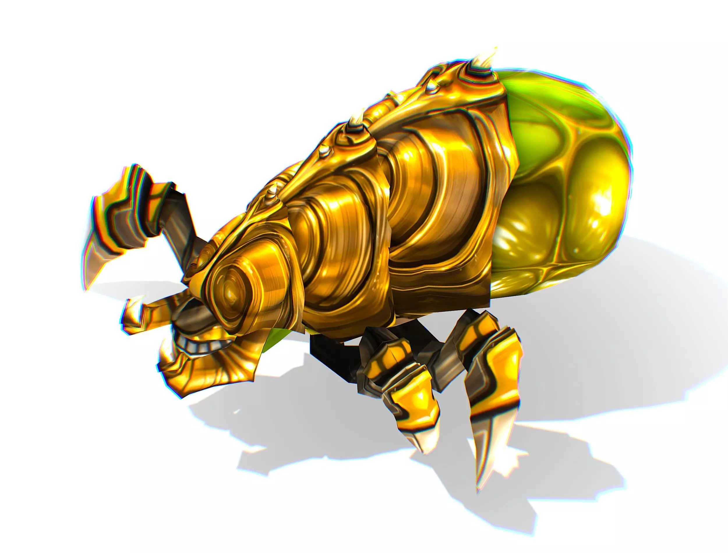 Animated Green Flea Monster Bug Low-poly 3D model_0