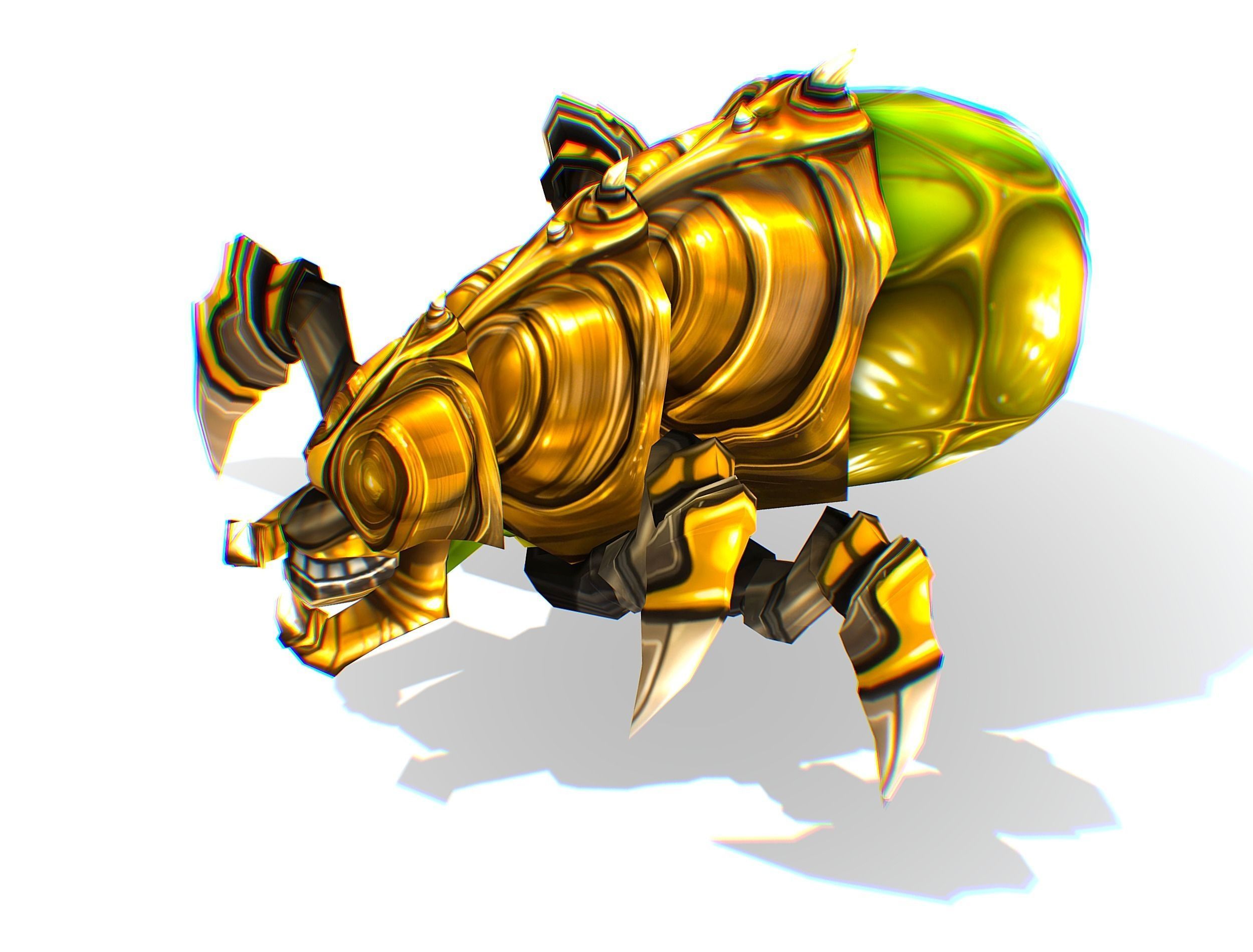 Animated Green Flea Monster Bug Low-poly 3D model_1