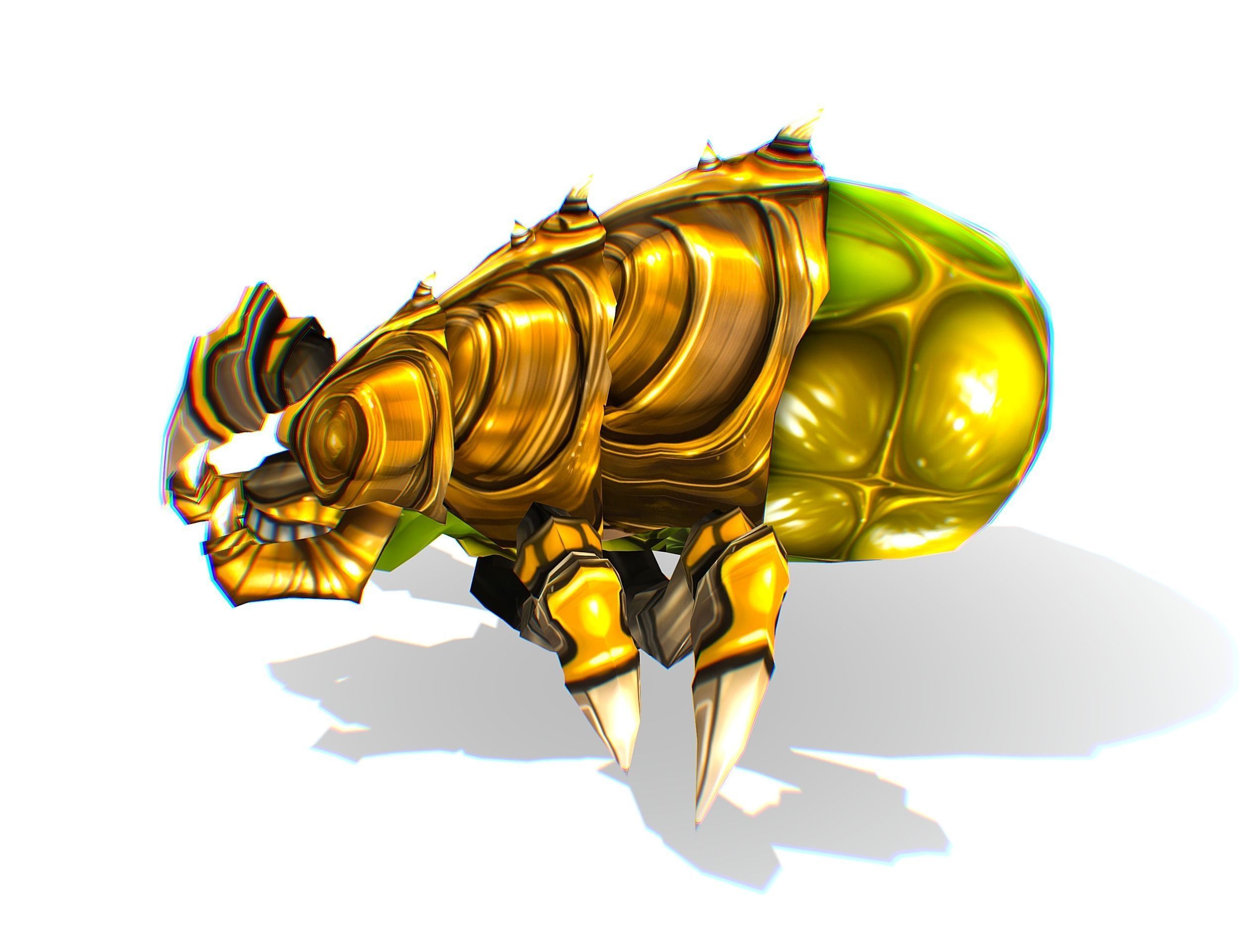 Animated Green Flea Monster Bug Low-poly 3D model_24