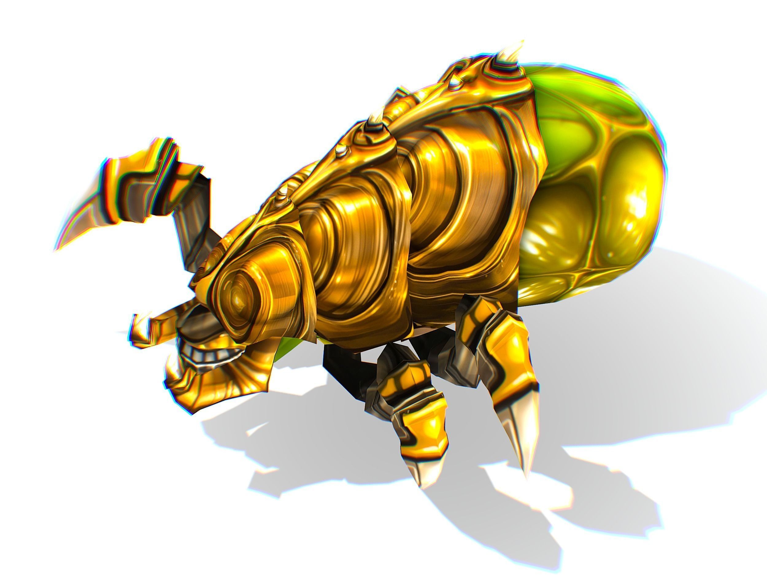 Animated Green Flea Monster Bug Low-poly 3D model_6