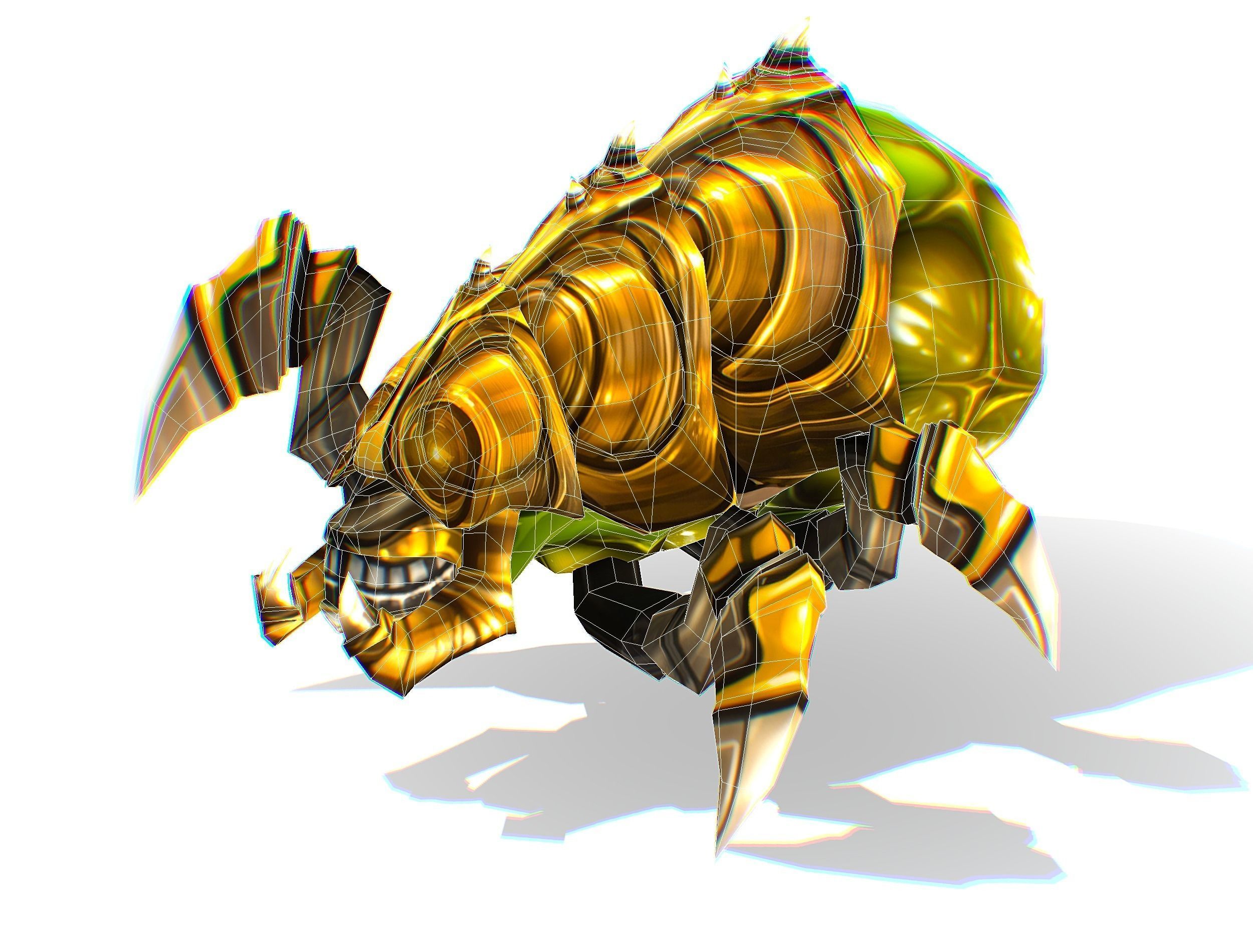 Animated Green Flea Monster Bug Low-poly 3D model_34