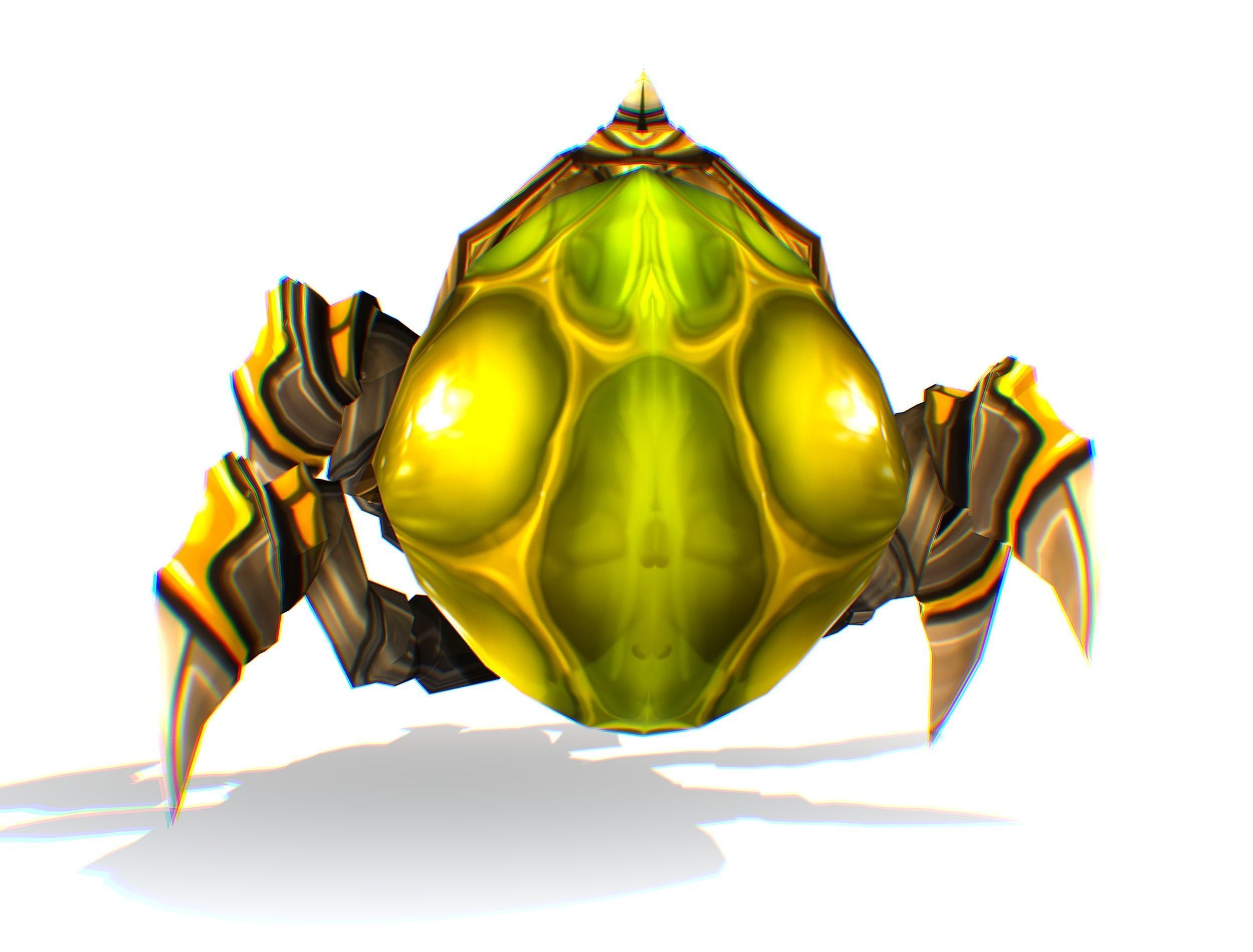 Animated Green Flea Monster Bug Low-poly 3D model_29
