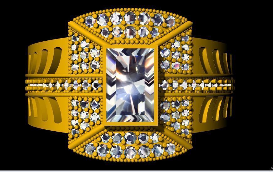 Gents Cluster Ring 3dm file 3D print model_3