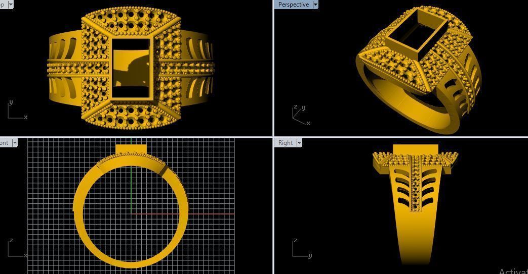 Gents Cluster Ring 3dm file 3D print model_1