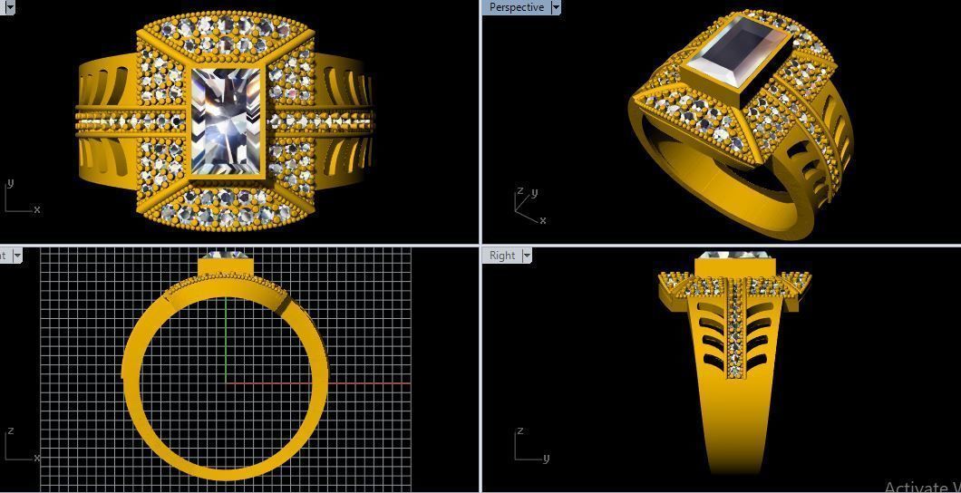 Gents Cluster Ring 3dm file 3D print model_2