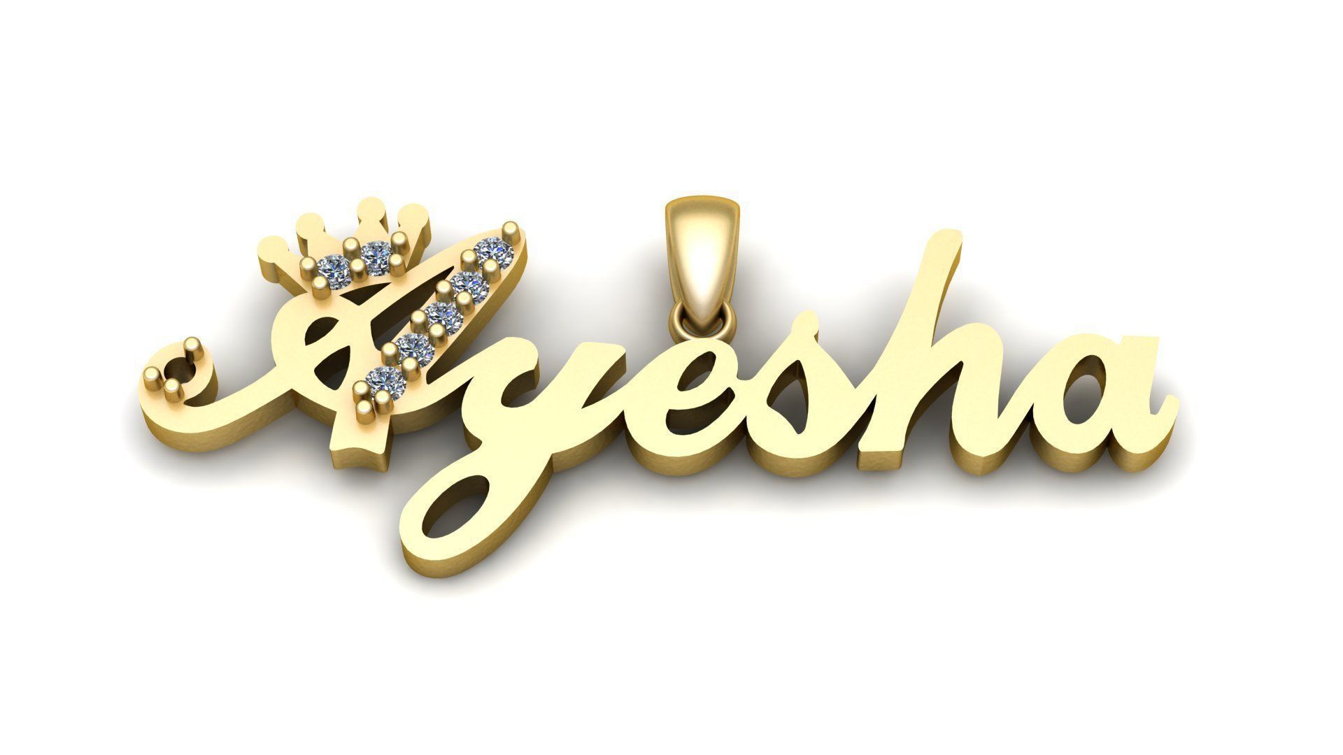 Stylish Ayesha Name Pendant 3d Printable Model 3D print model_4