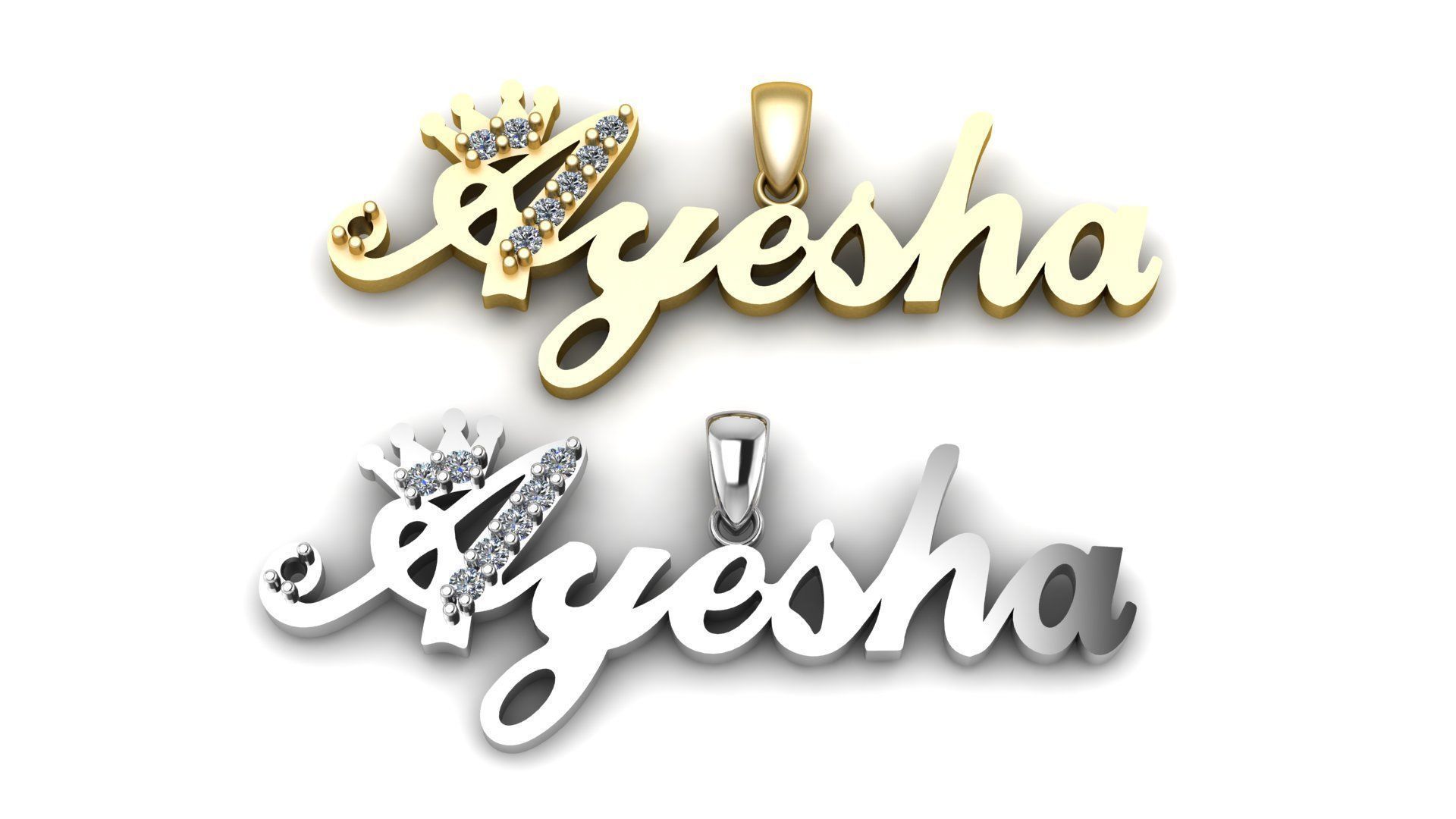 Stylish Ayesha Name Pendant 3d Printable Model 3D print model_3