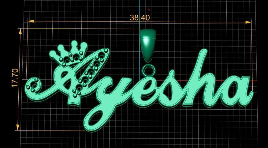 Stylish Ayesha Name Pendant 3d Printable Model 3D print model_7