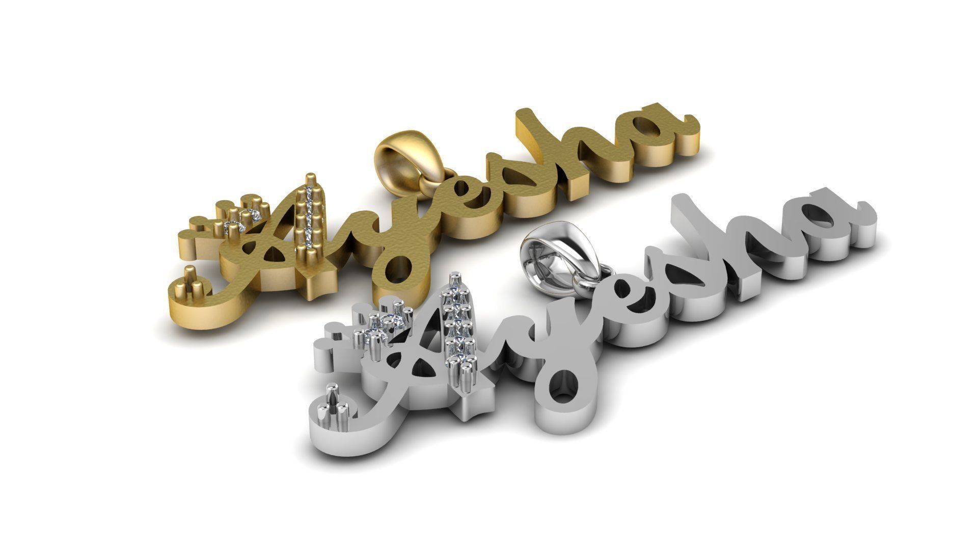 Stylish Ayesha Name Pendant 3d Printable Model 3D print model_1