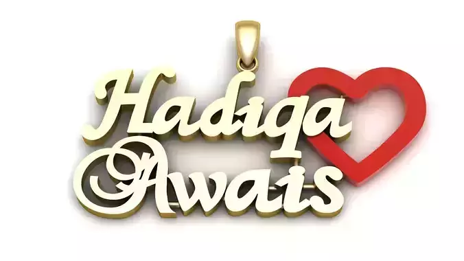 Hadiqa And Awais Name Pendant 3d Printable Model 3D print model