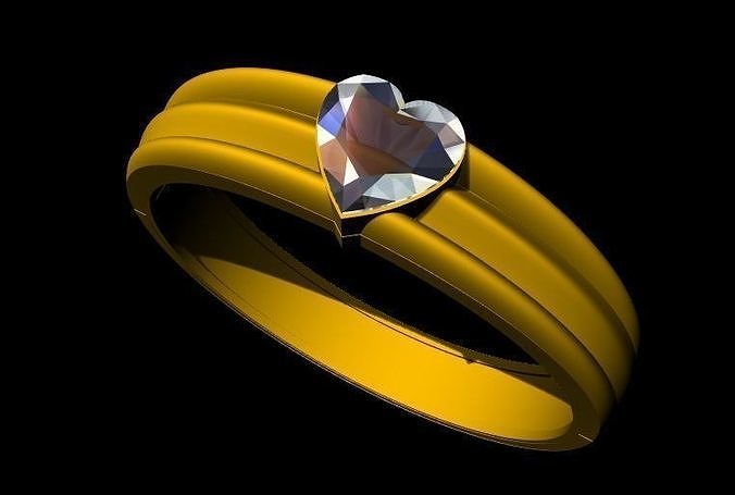 Heart Stone Solitaire Ring 3dm file 3D print model